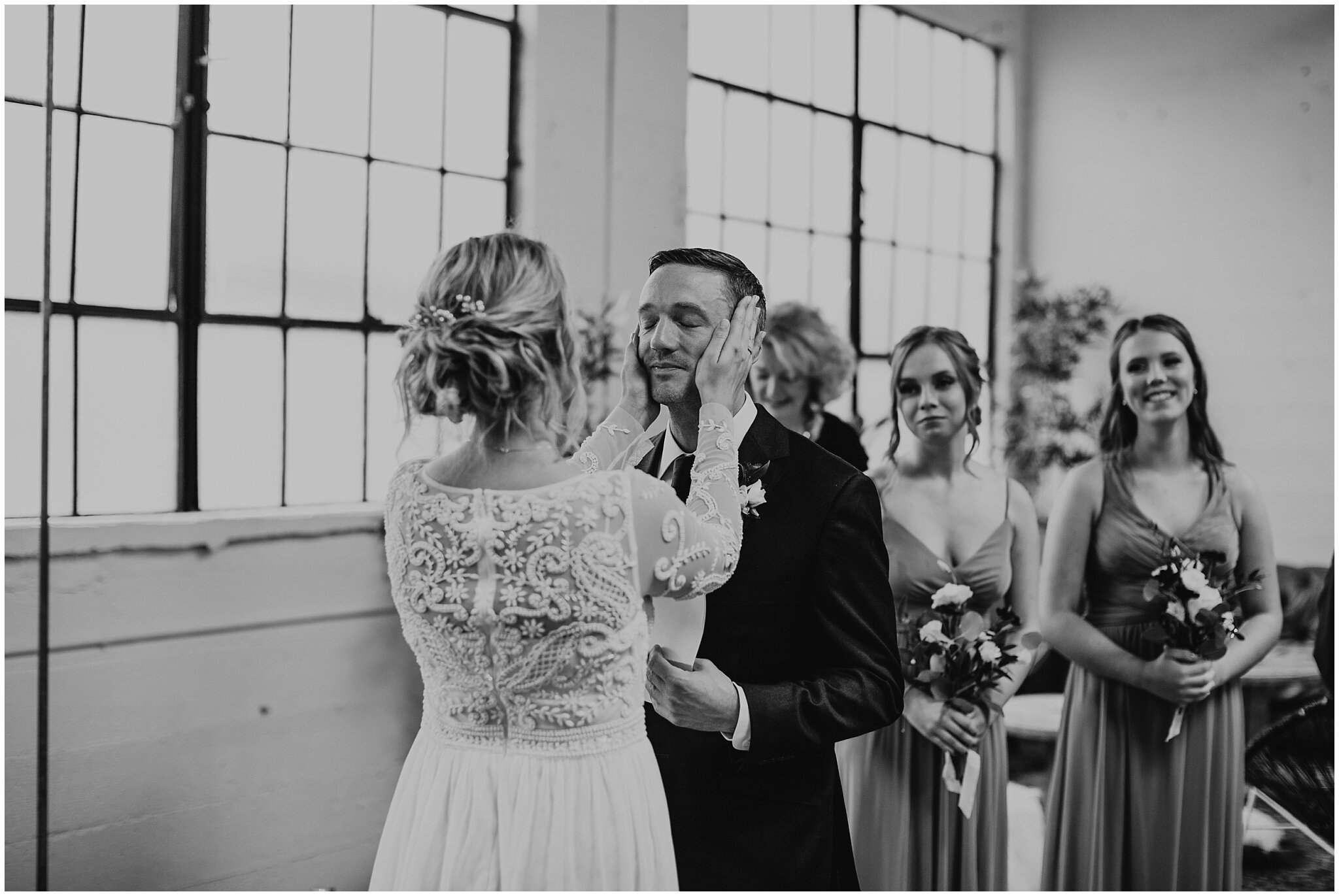 emotional moment during ceremony at settlement building wedding