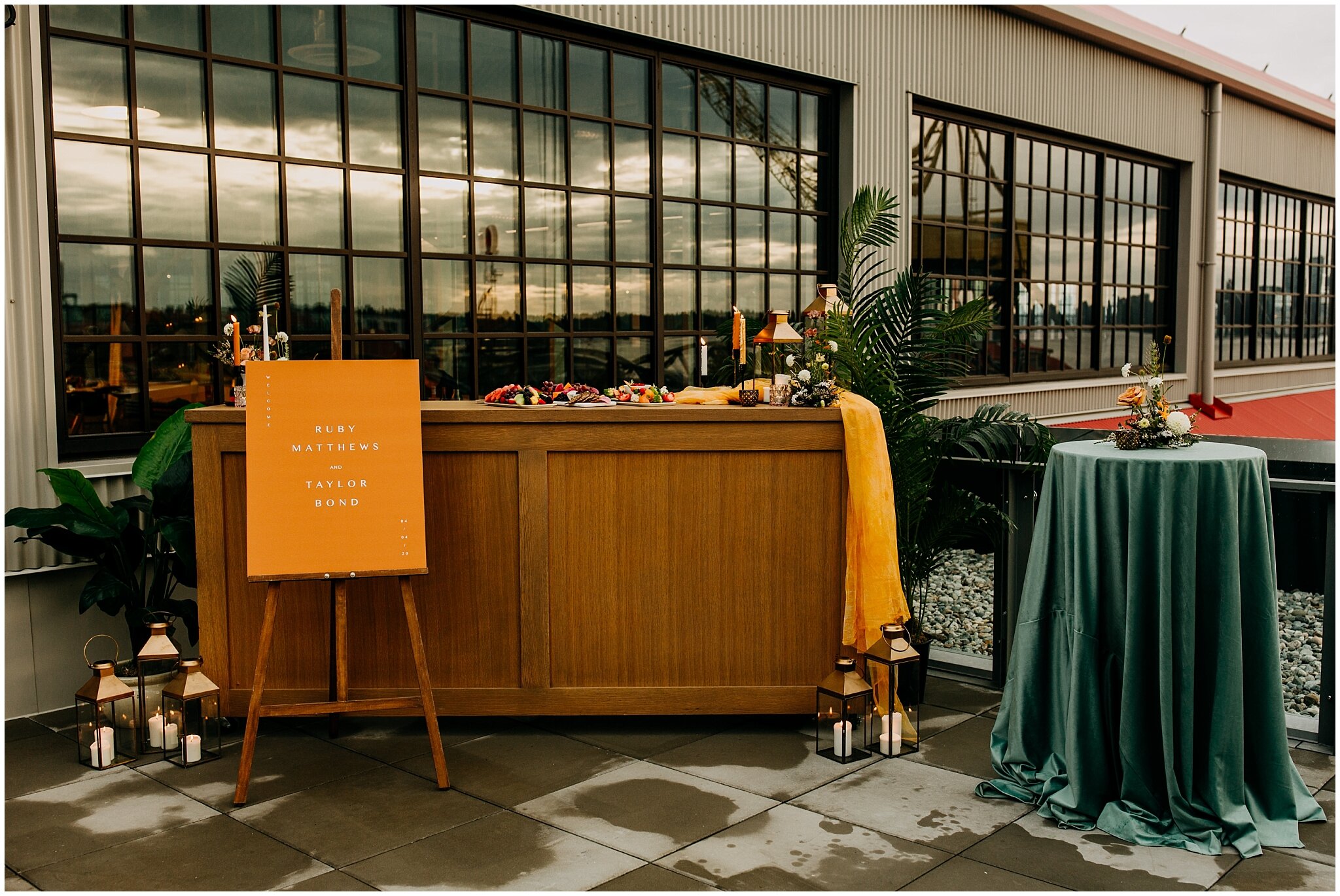 the ephemerie wedding stationary and bespoke decor bar set up at the wallace