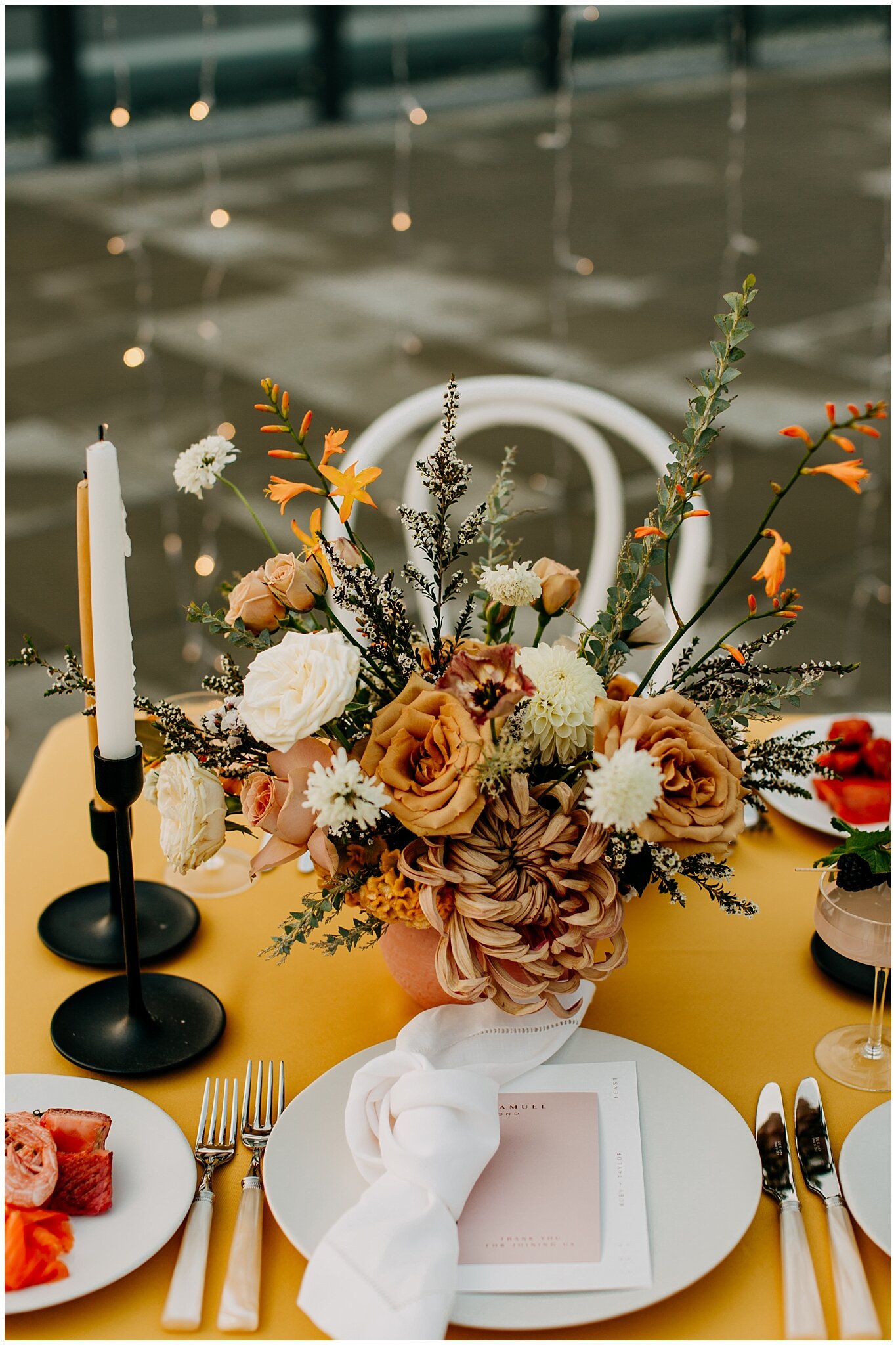 blossom and vine tablescape floral arrangement for rocky mountain bride styled shoot