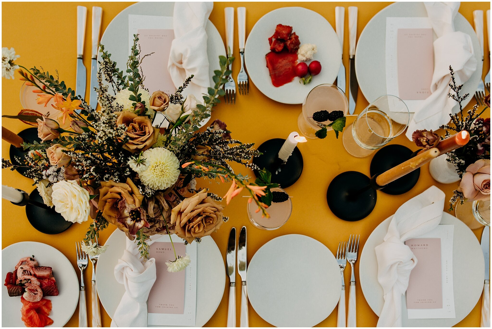 bespoke decor tablescape for rocky mountain bride styled shoot at the wallace