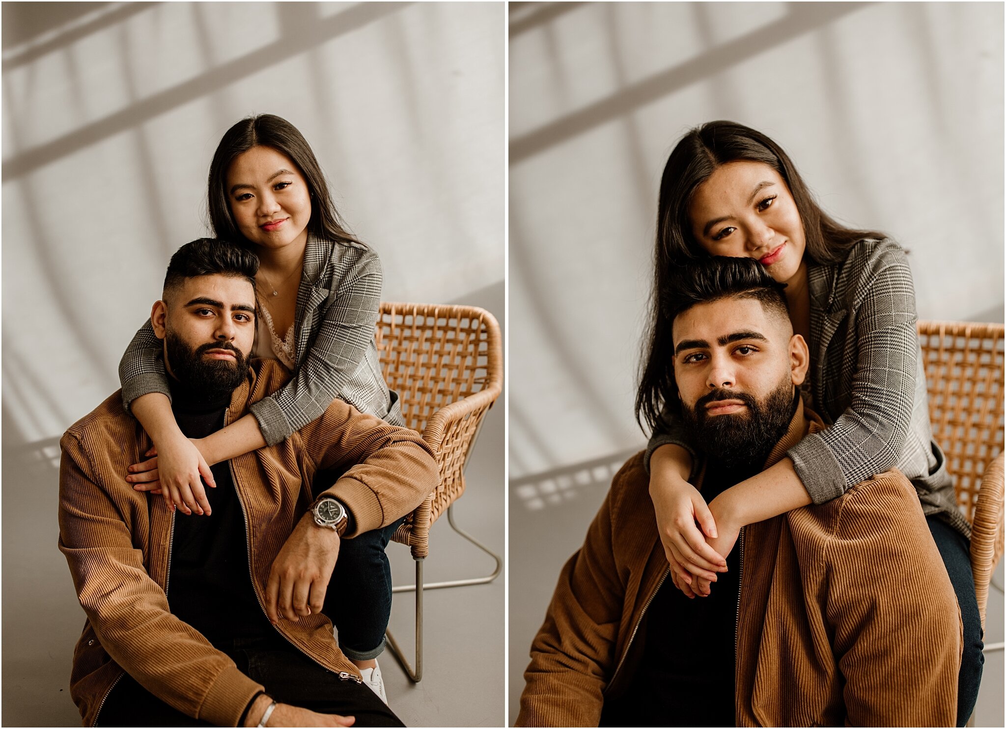 interracial couples portrait in natural light studio in vancouver