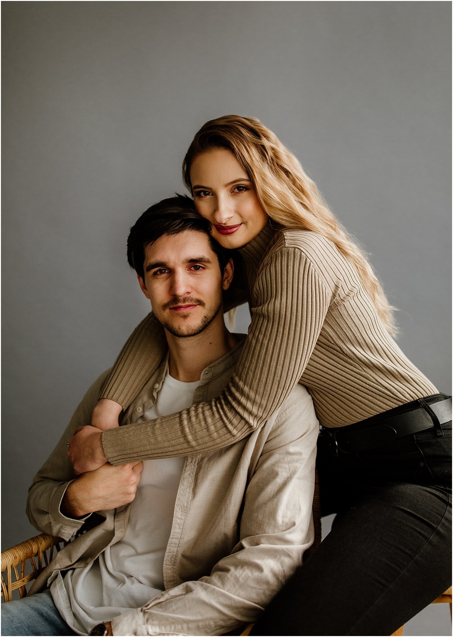 Serious and cool, trendy chic and modern couple portrait, pose inside  amazing authentic room or studio loft for photoshoot. Look into camera like  professional stylish fashion models Stock Photo | Adobe Stock