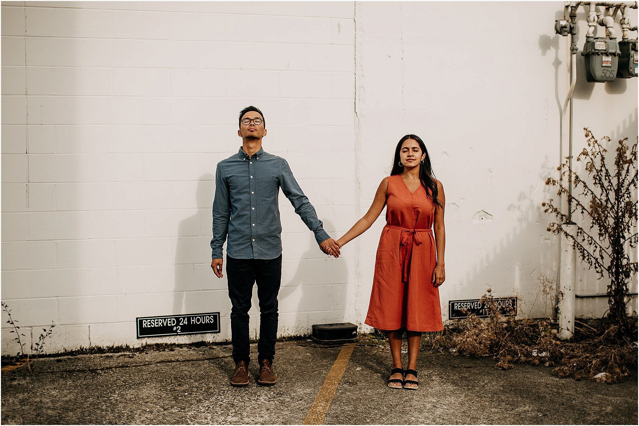 light and shadow couple portrait in Railtown Vancouver
