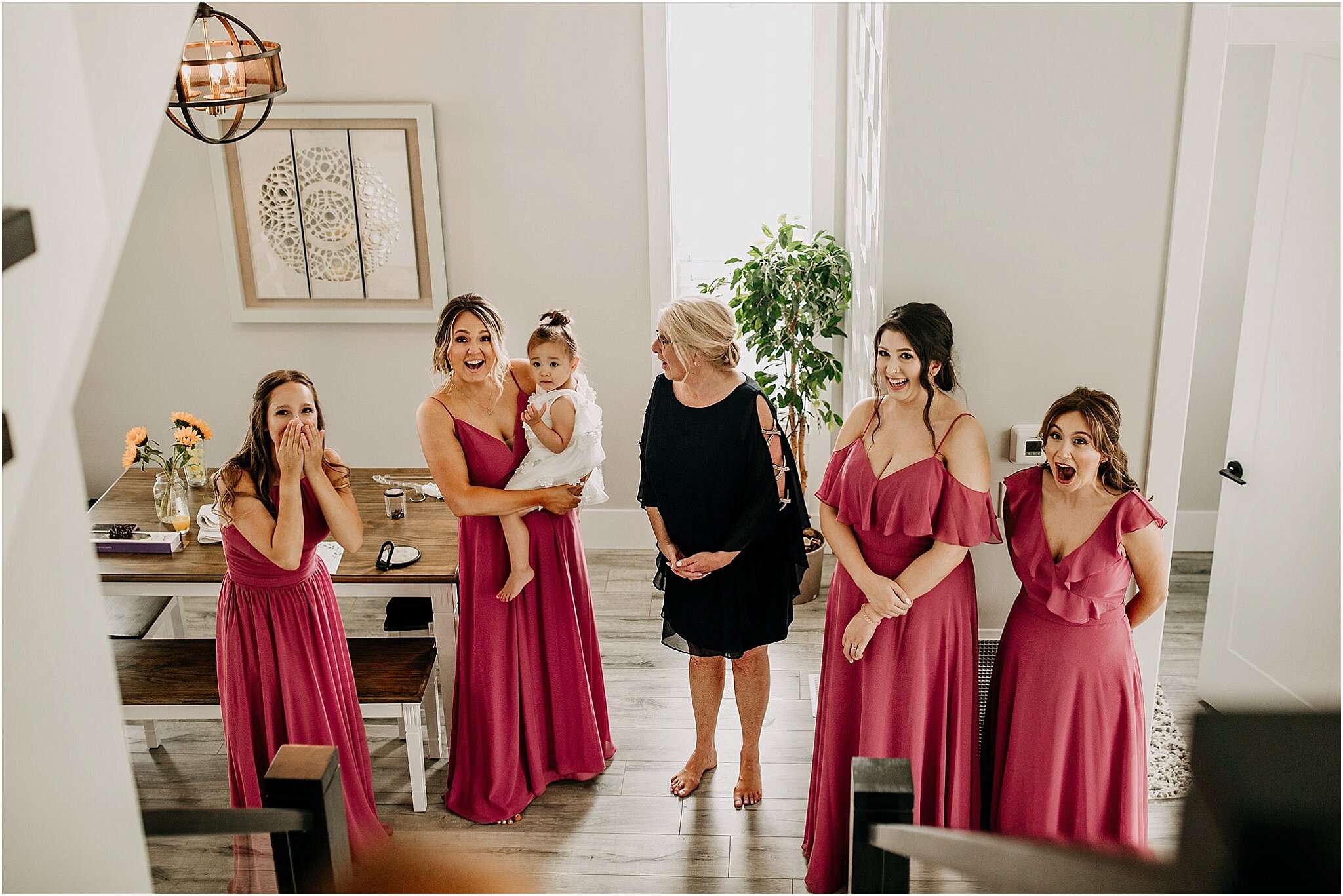 first look with bridesmaids intimate wedding Surrey BC