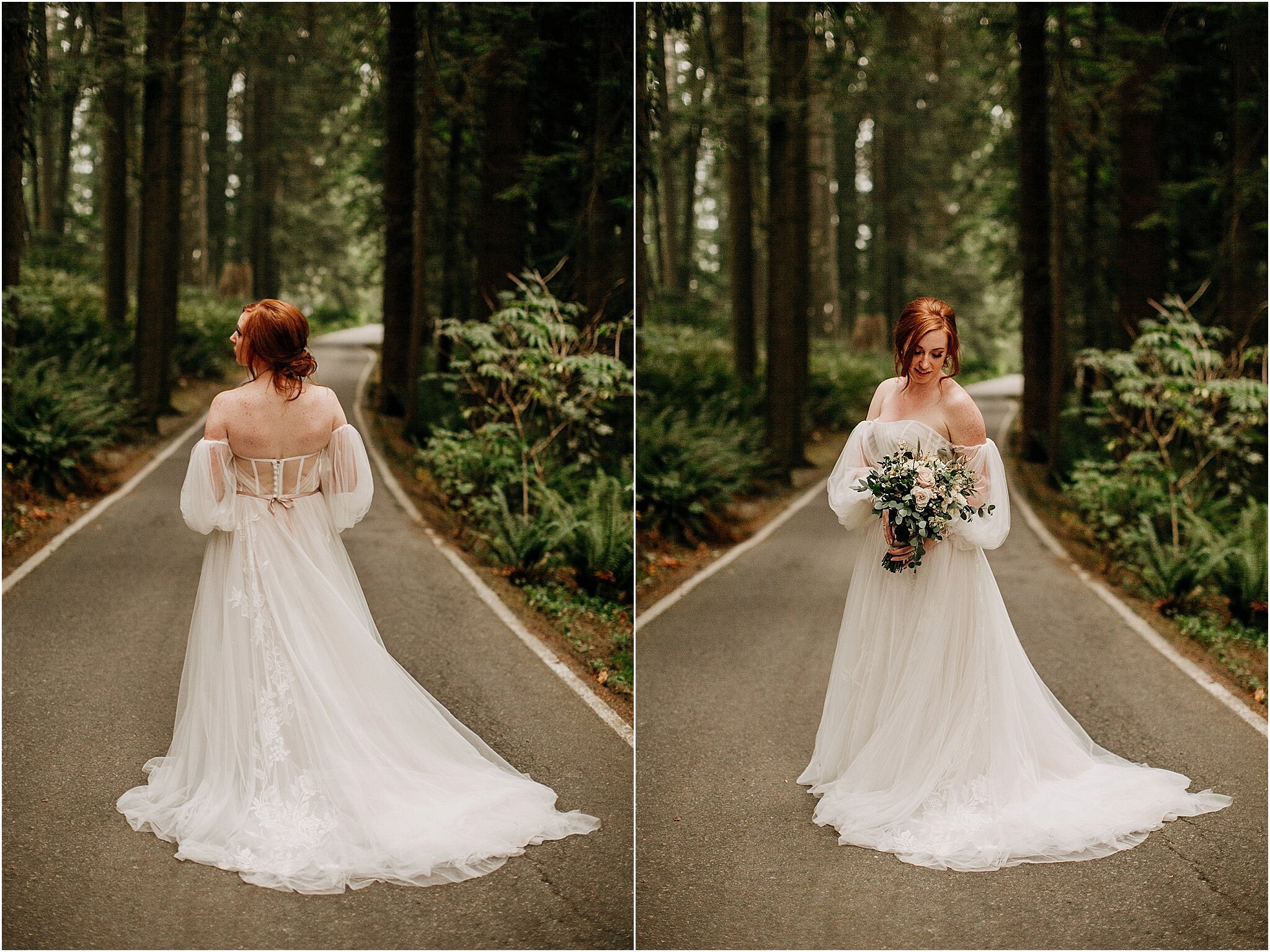 portrait of bride in wedding dress and bouquet Port Coquitlam BC