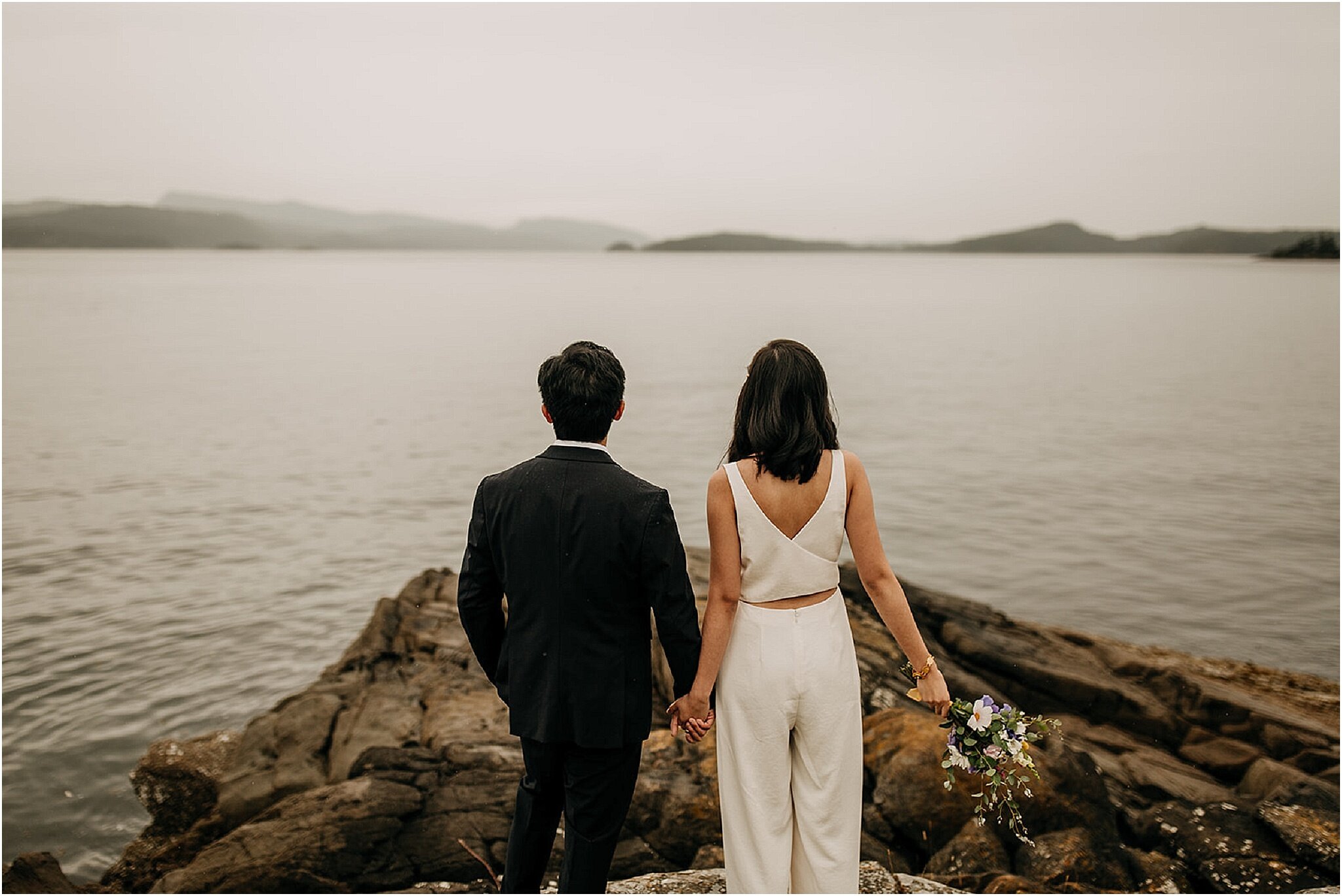 ocean wedding photograph overcast day pender island bc (Copy)