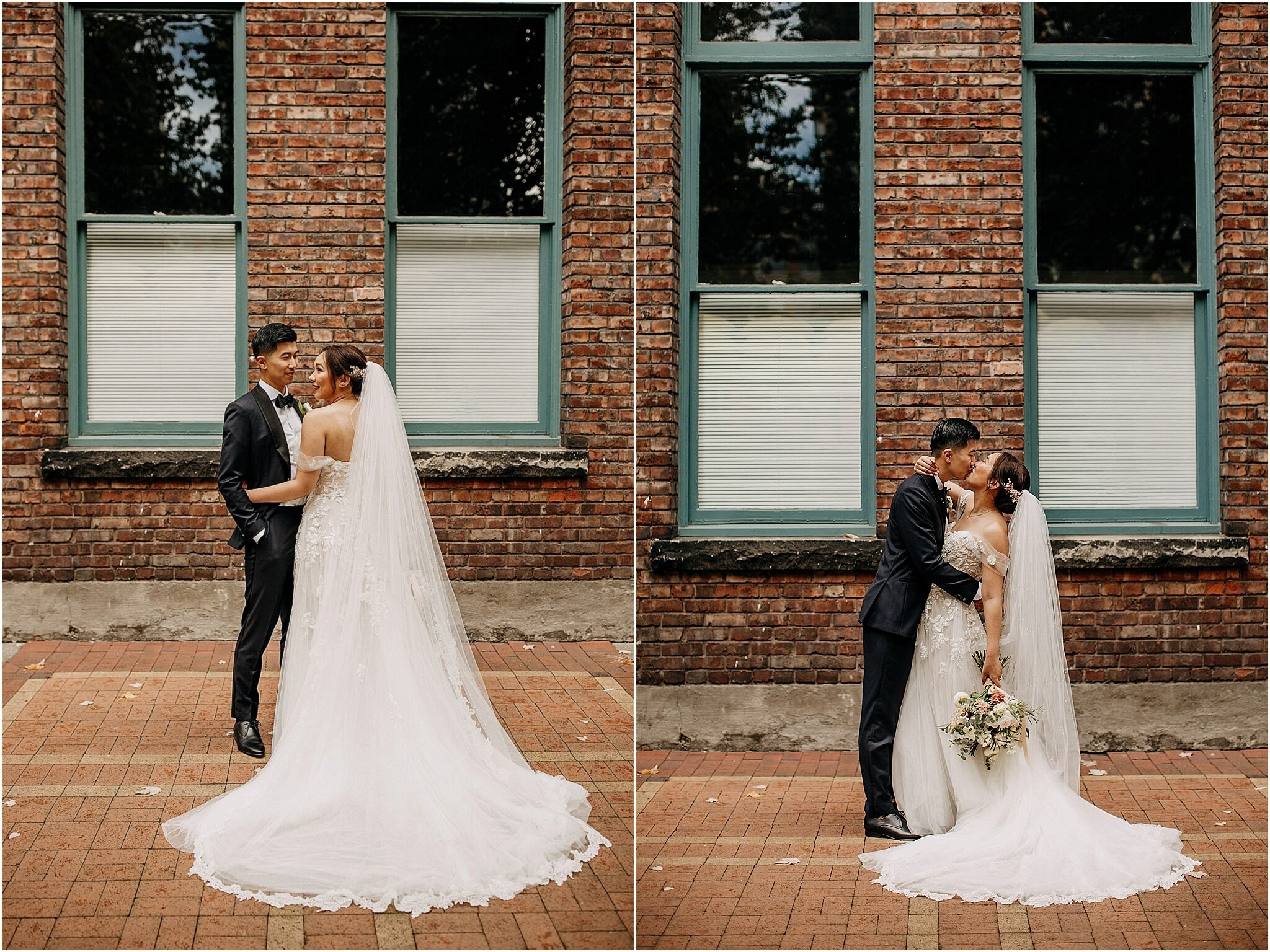 bride and groom portrait in yaletown vancouver bc