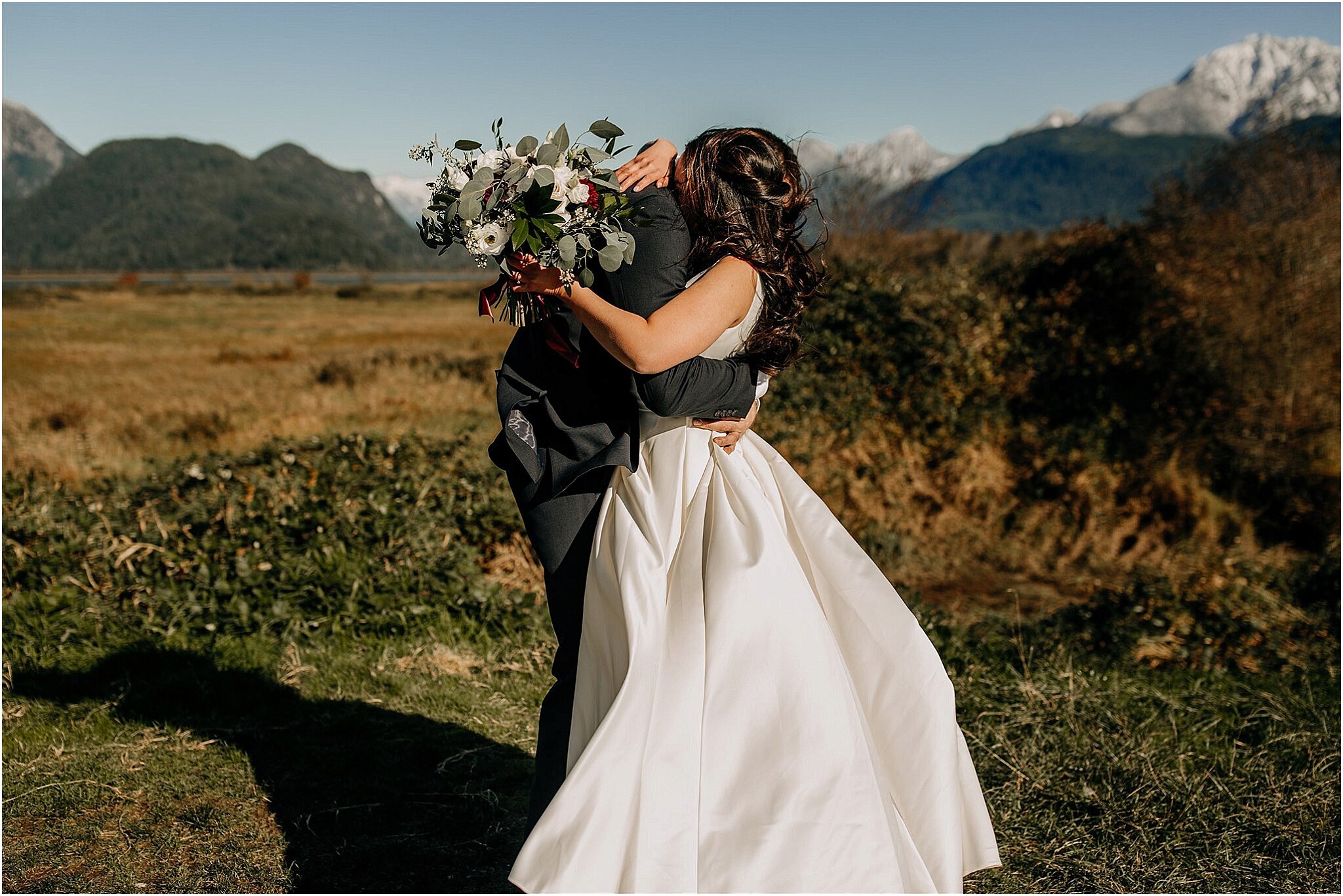bride first reveal with groom pitt lake bc