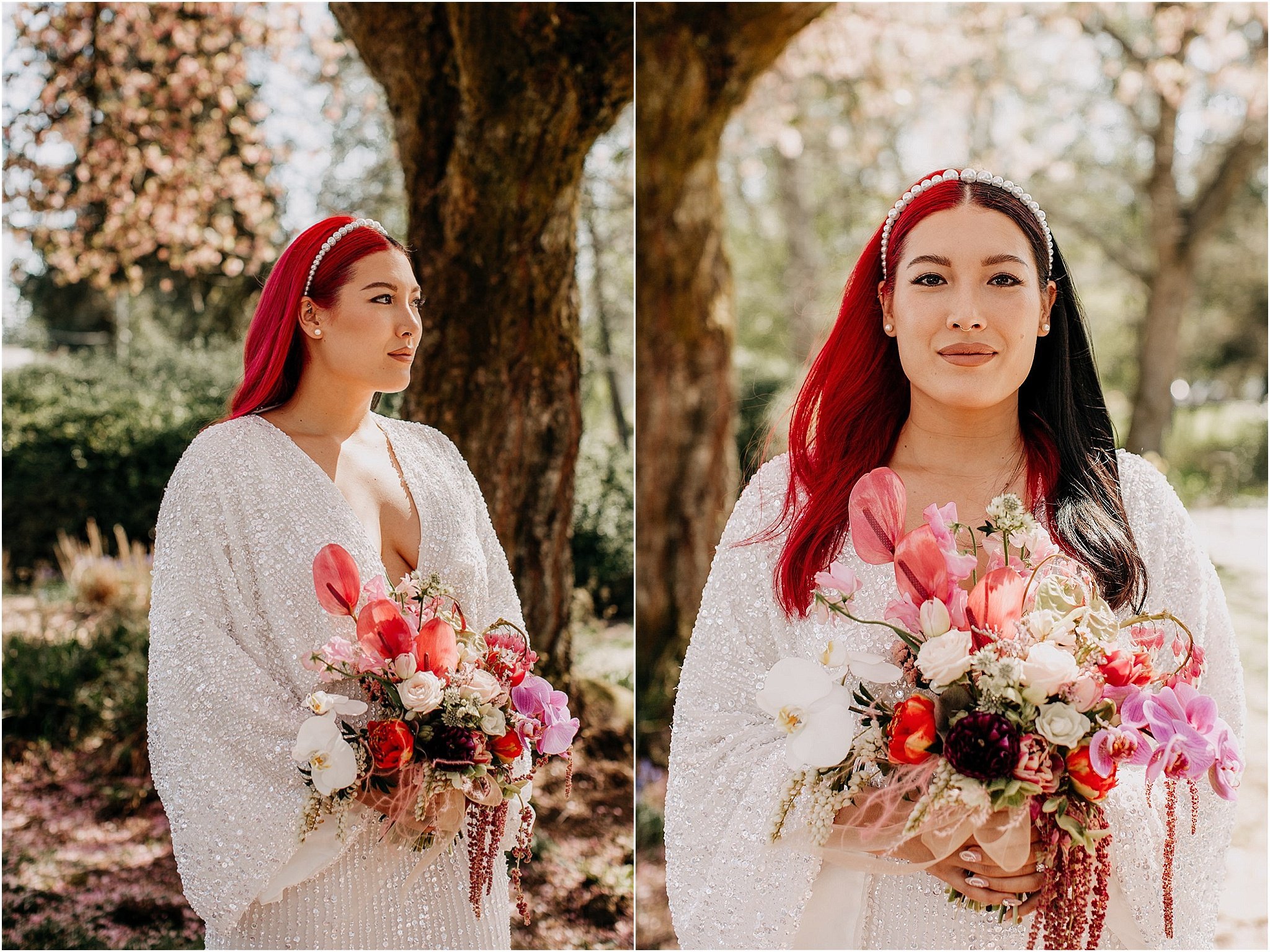 portrait of stylish bride at Coquitlam elopement