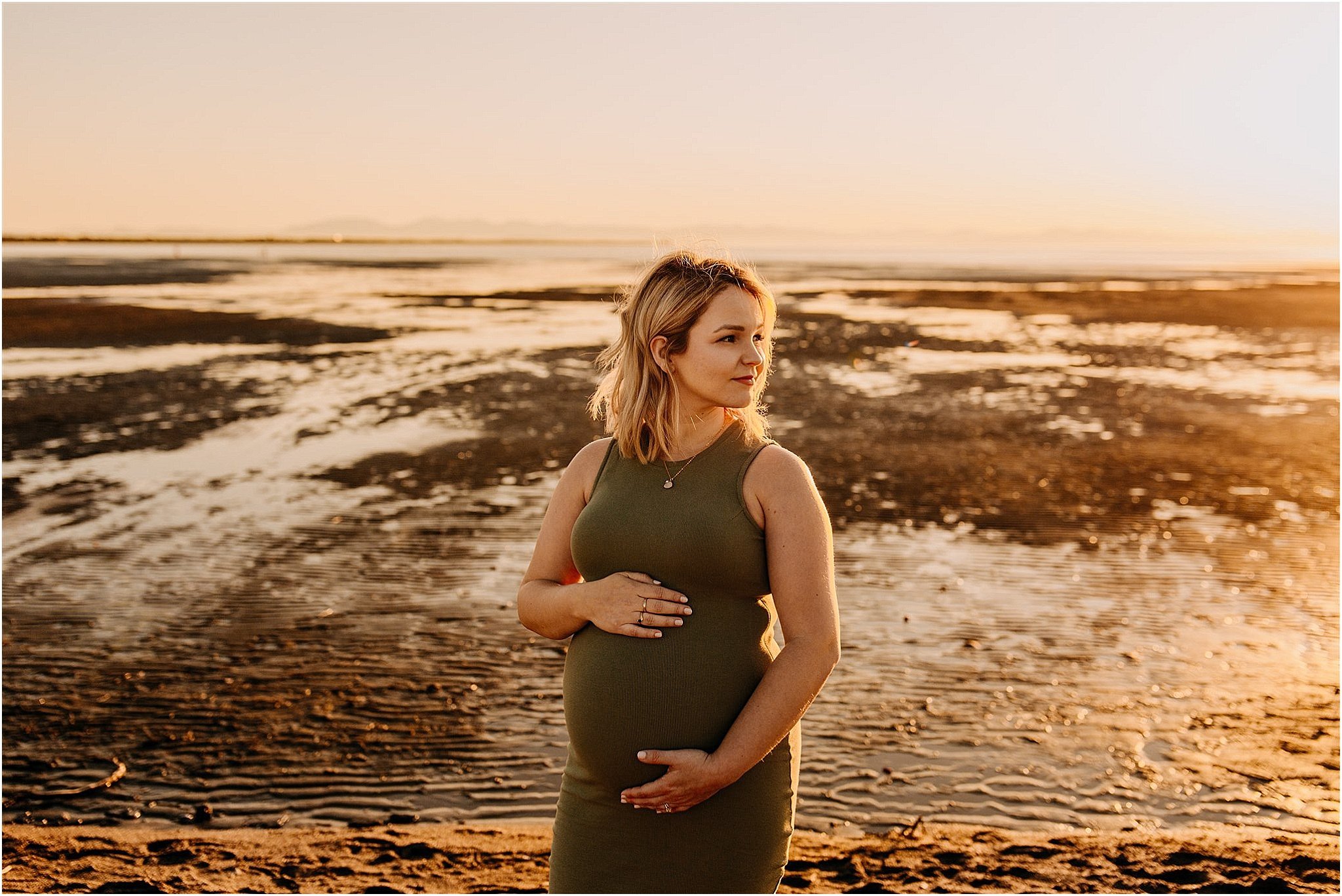 sunset maternity portrait at iona beach 
