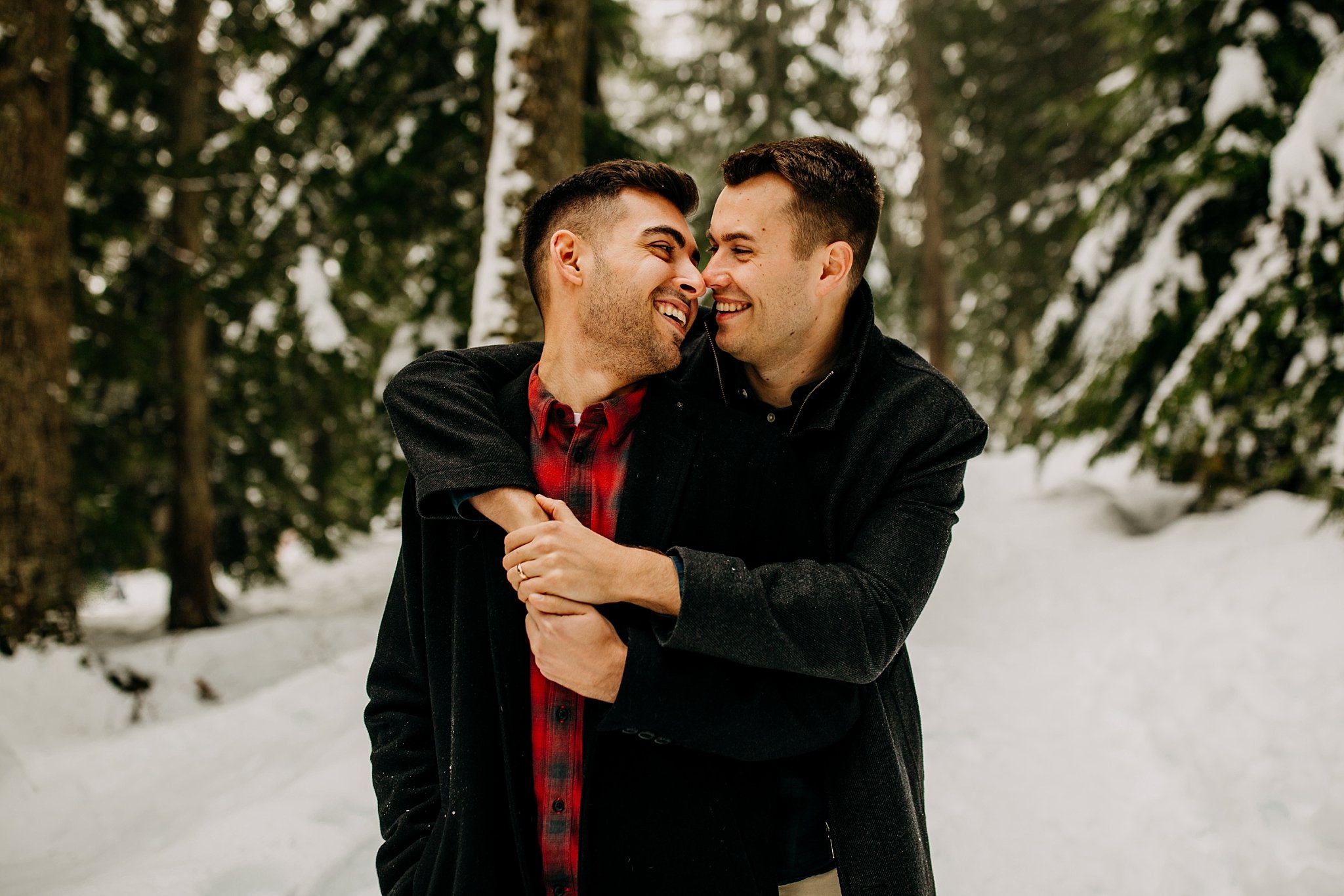 same sex couple engagement photos on mount seymour