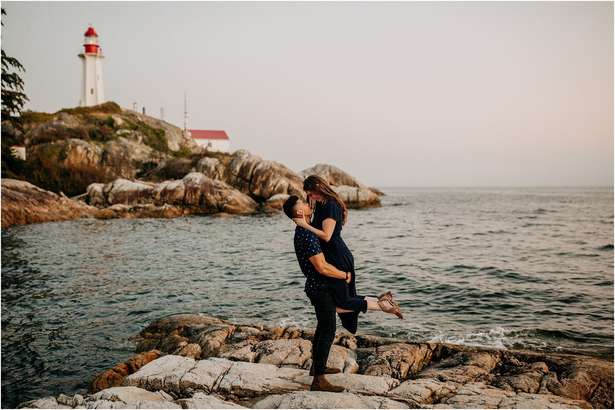pacific northwest engagement by the sea lighthouse park west vancouver bc