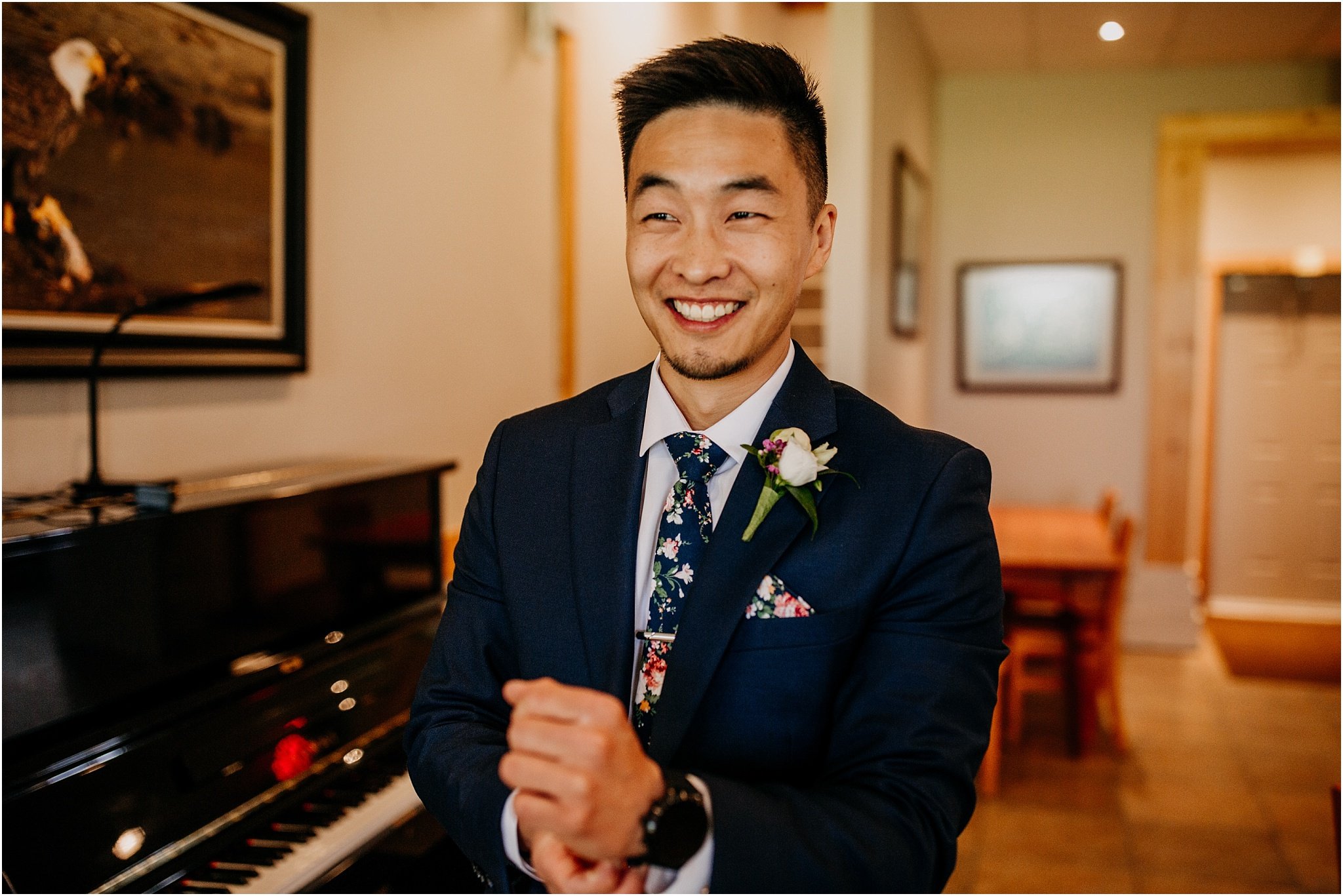 groom getting ready for wedding ceremony in Agassiz BC