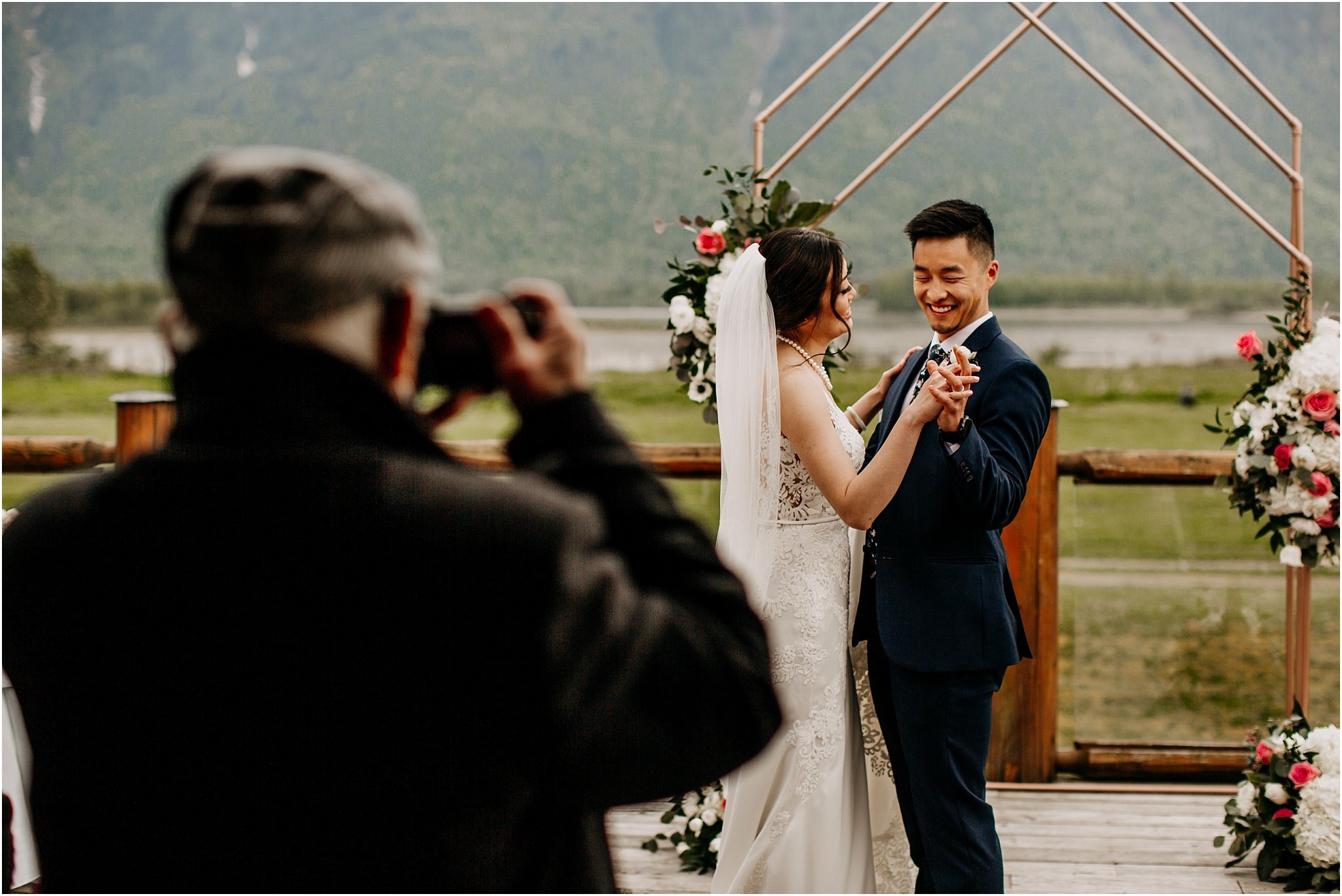 bride and groom first dance at Fraser River Lodge Agassiz BC