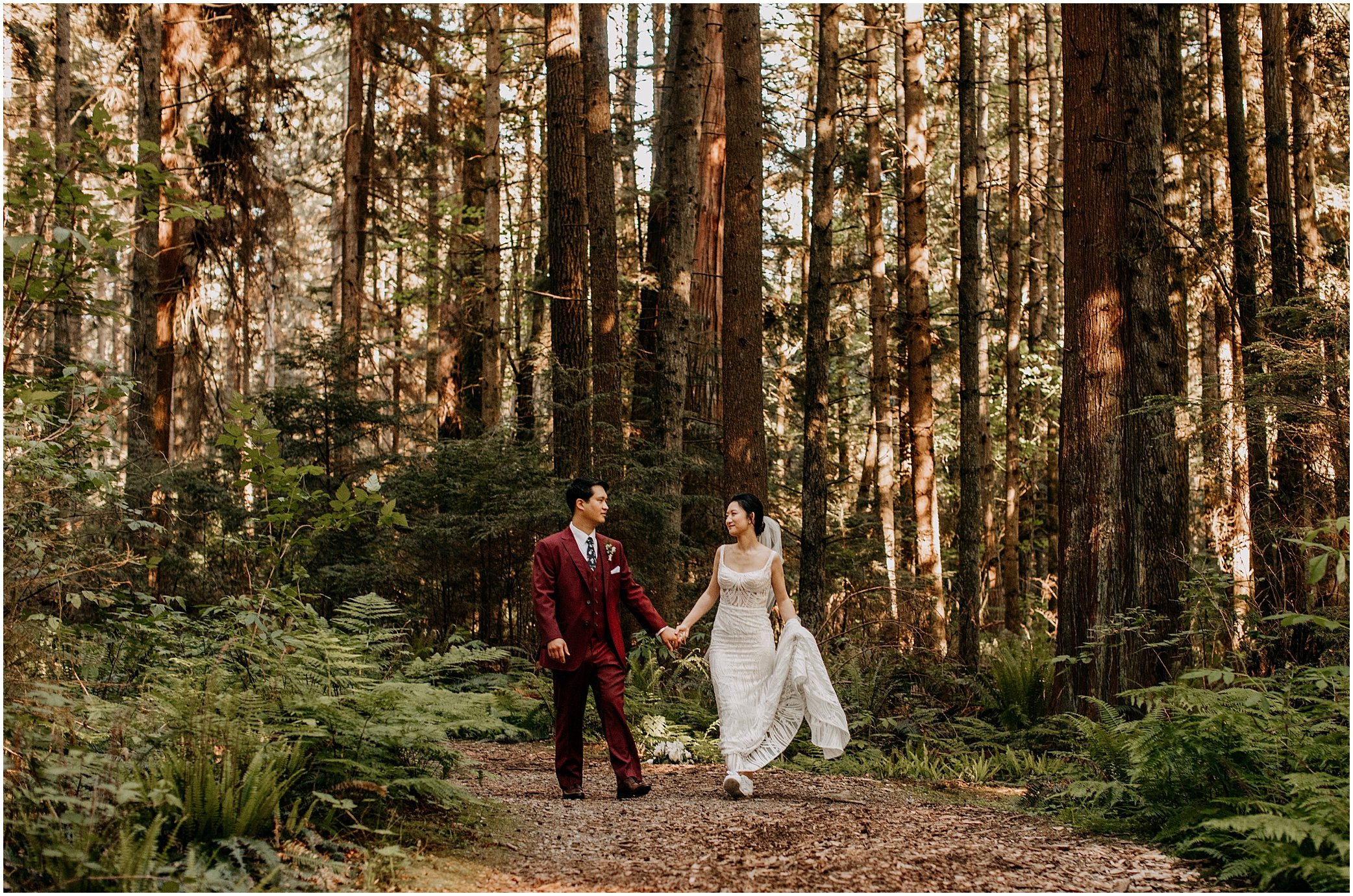 romantic bride and groom portrait in stanley park vancouver