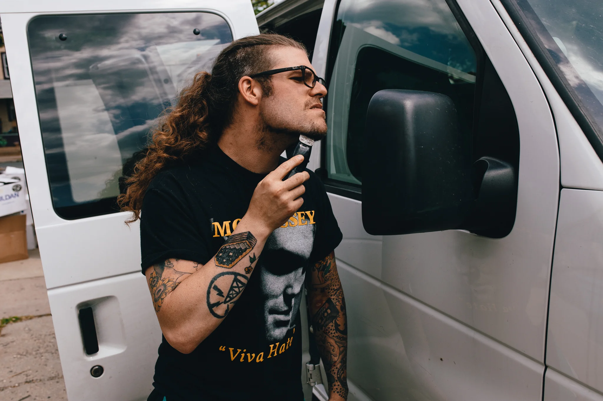 Casey cleaning up for the show