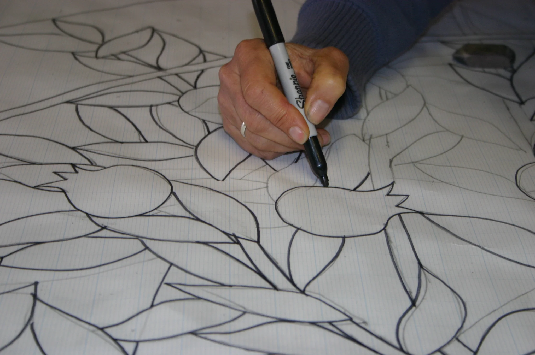  Inking in the full-size pattern 