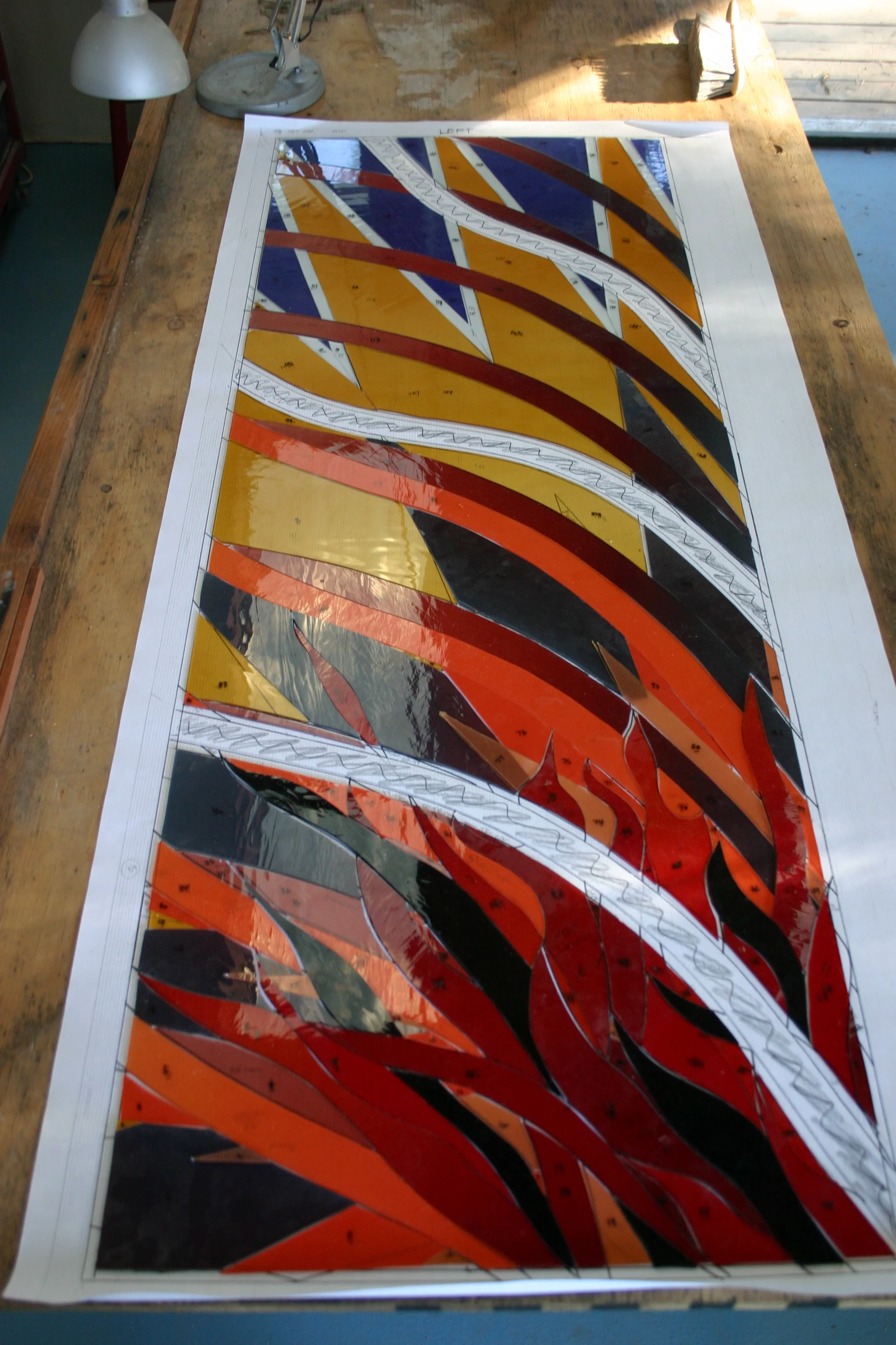  A panel fully cut out and laid on the pattern ready for assembly. 