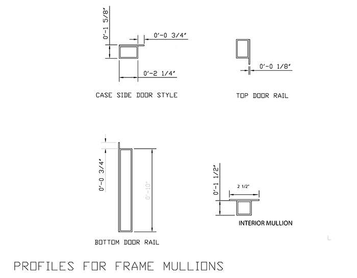 Above are examples of the steel mullion profiles for the ark door frame.