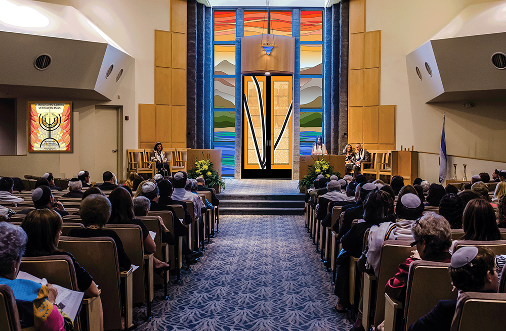 Above, the updated image of the sanctuary with the Holocaust Memorial shown in a slightly smaller size.