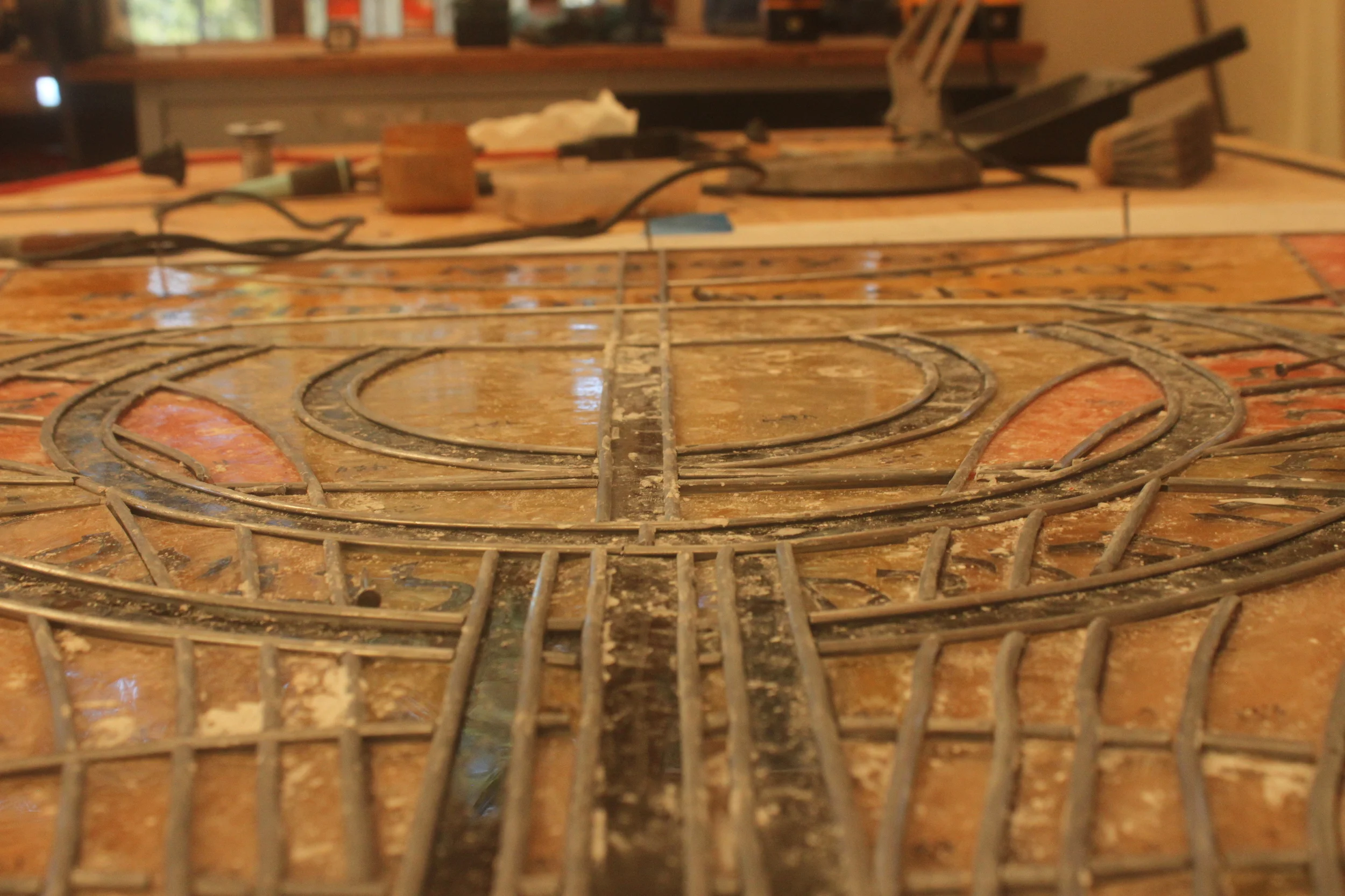  Detail of the completed panel shows all the dirt and debris of construction still present on the panel. 