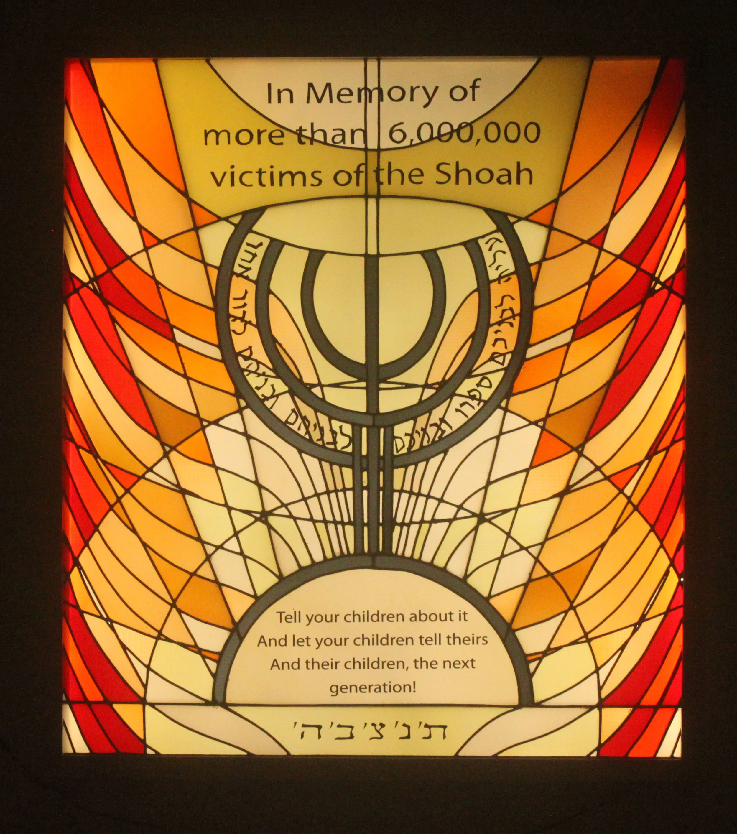 Snapshot of the Holocaust Memorial Window taken shortly after the installation.