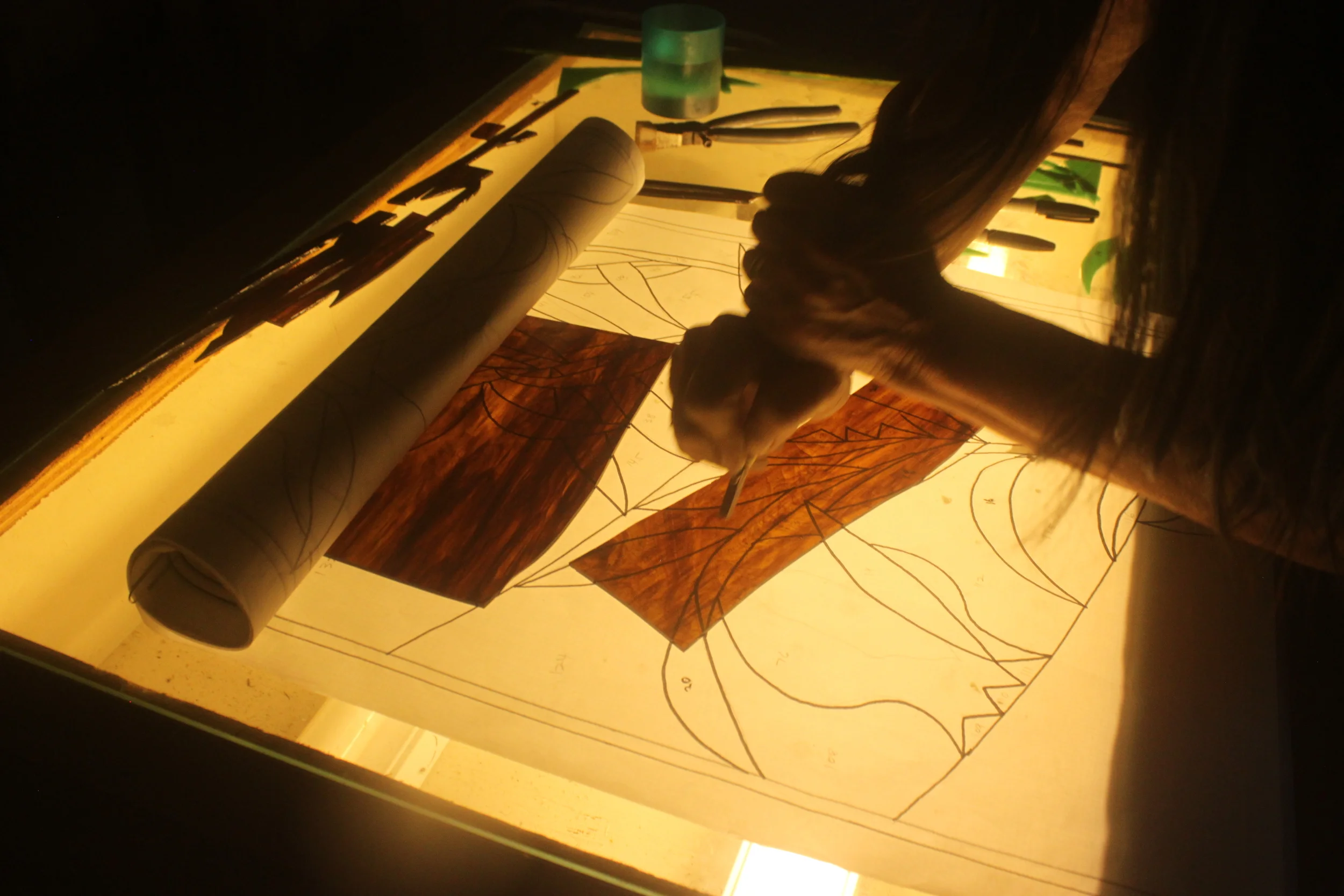  Some of the denser glass requires the use of the light table for cutting. 