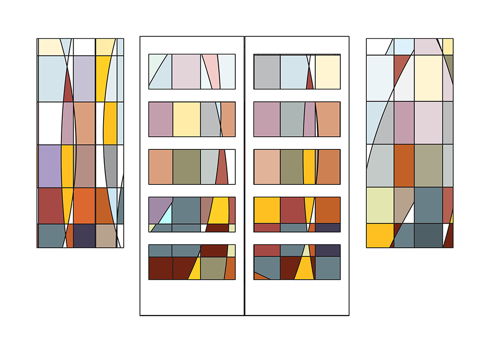 Geometric design with colors going from dark to light.