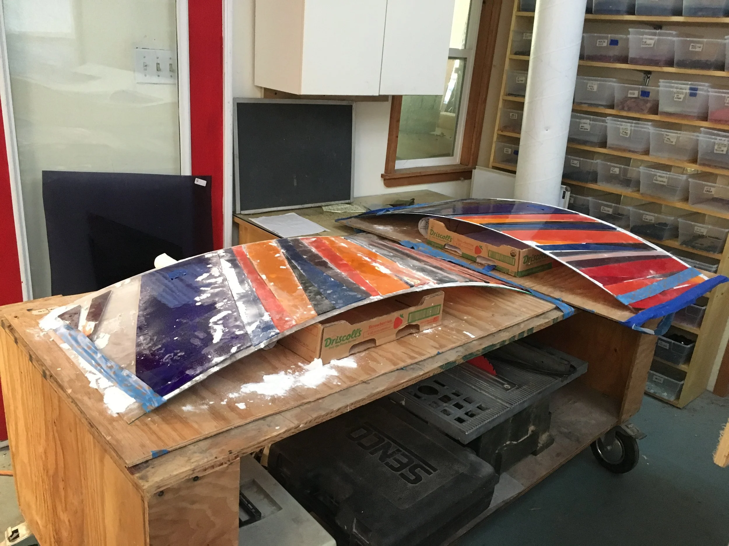 Panels awaiting assembly. 
