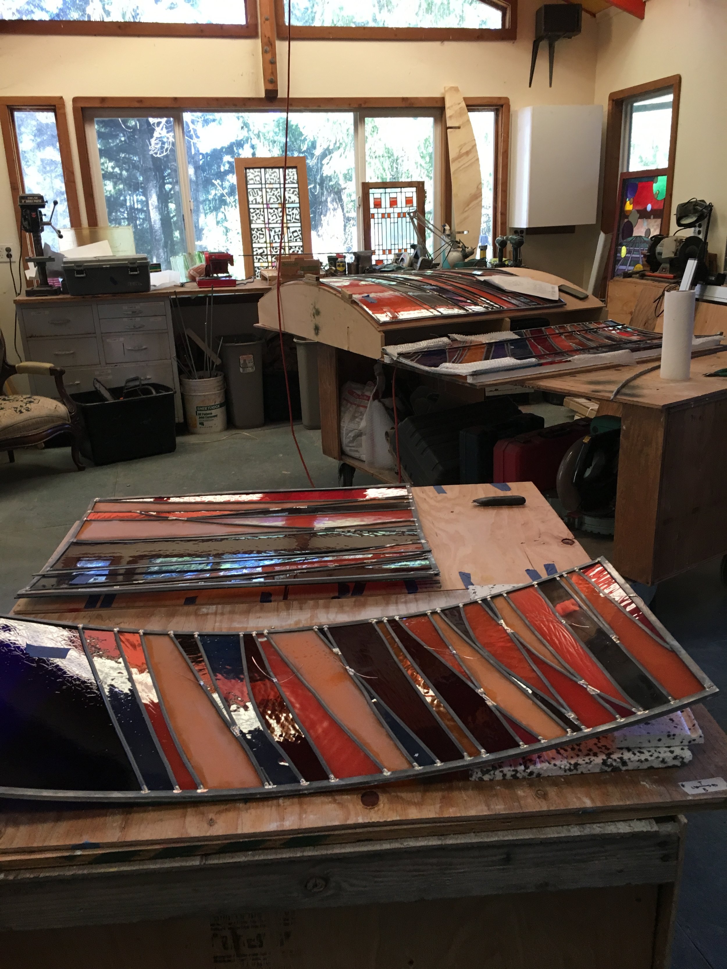  Windows laid out. Preparing to reinforce the windows with temporary steel bars. 