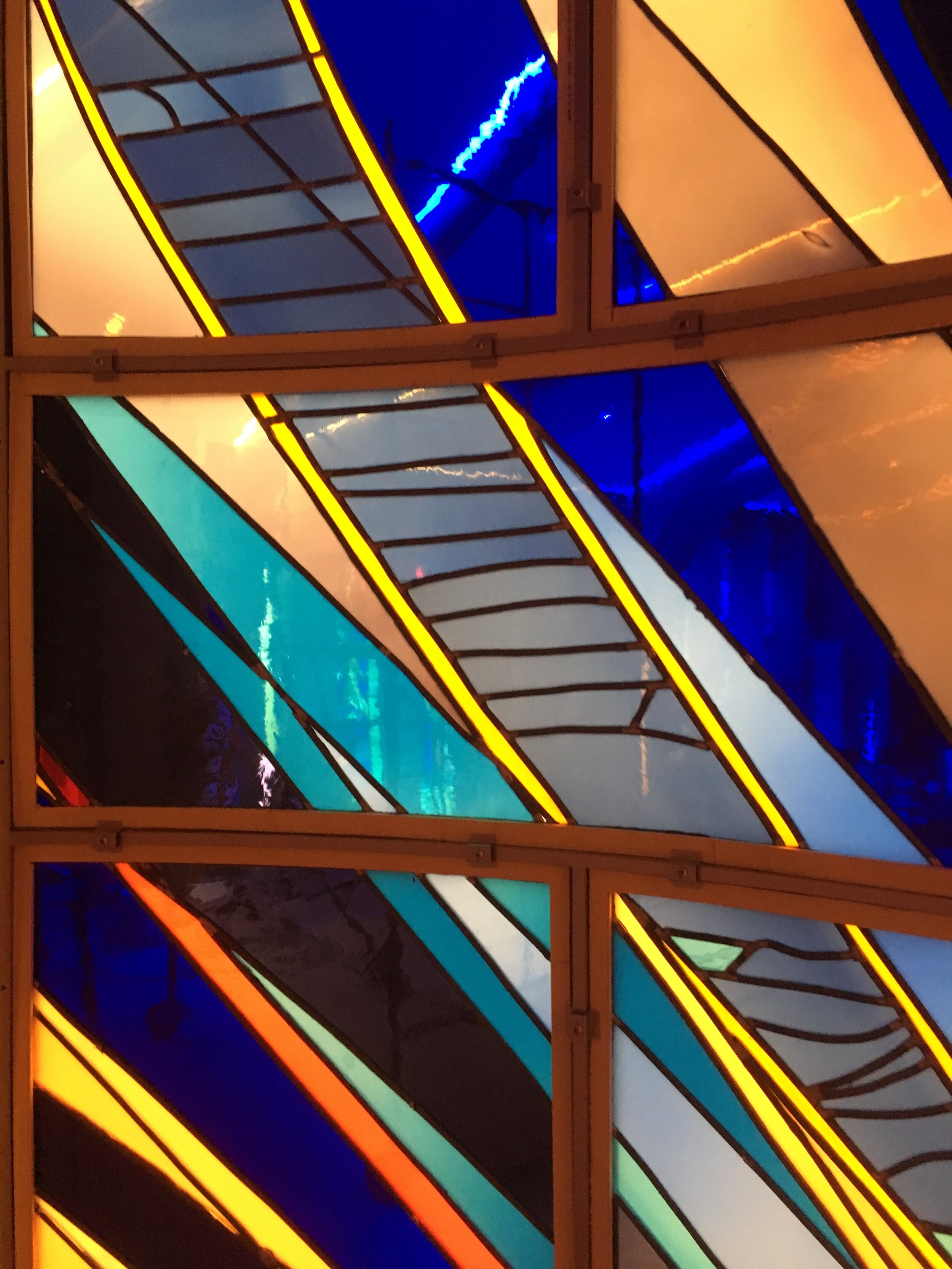  Detail of stained glass from inside the ark. 