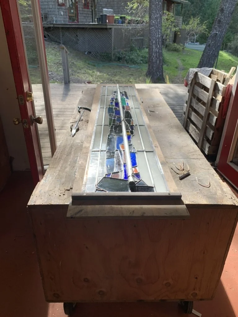  The first panel with temporary stiffener attached for delivery and installation 