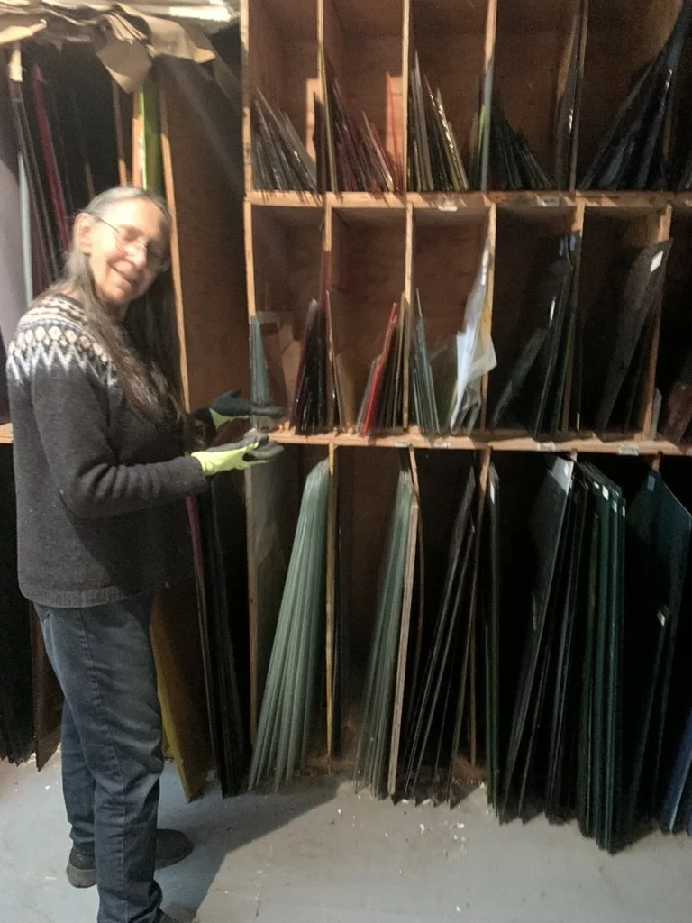  Michelle in the glass room filling in colors from our personal collection  