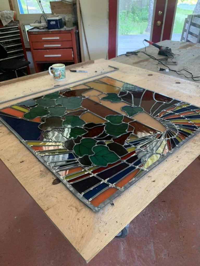  First panel cemented on the first side 