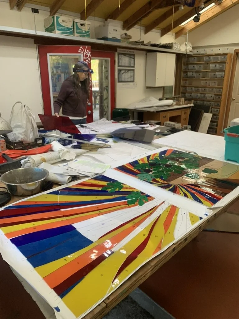  Michelle begins cutting third panel 