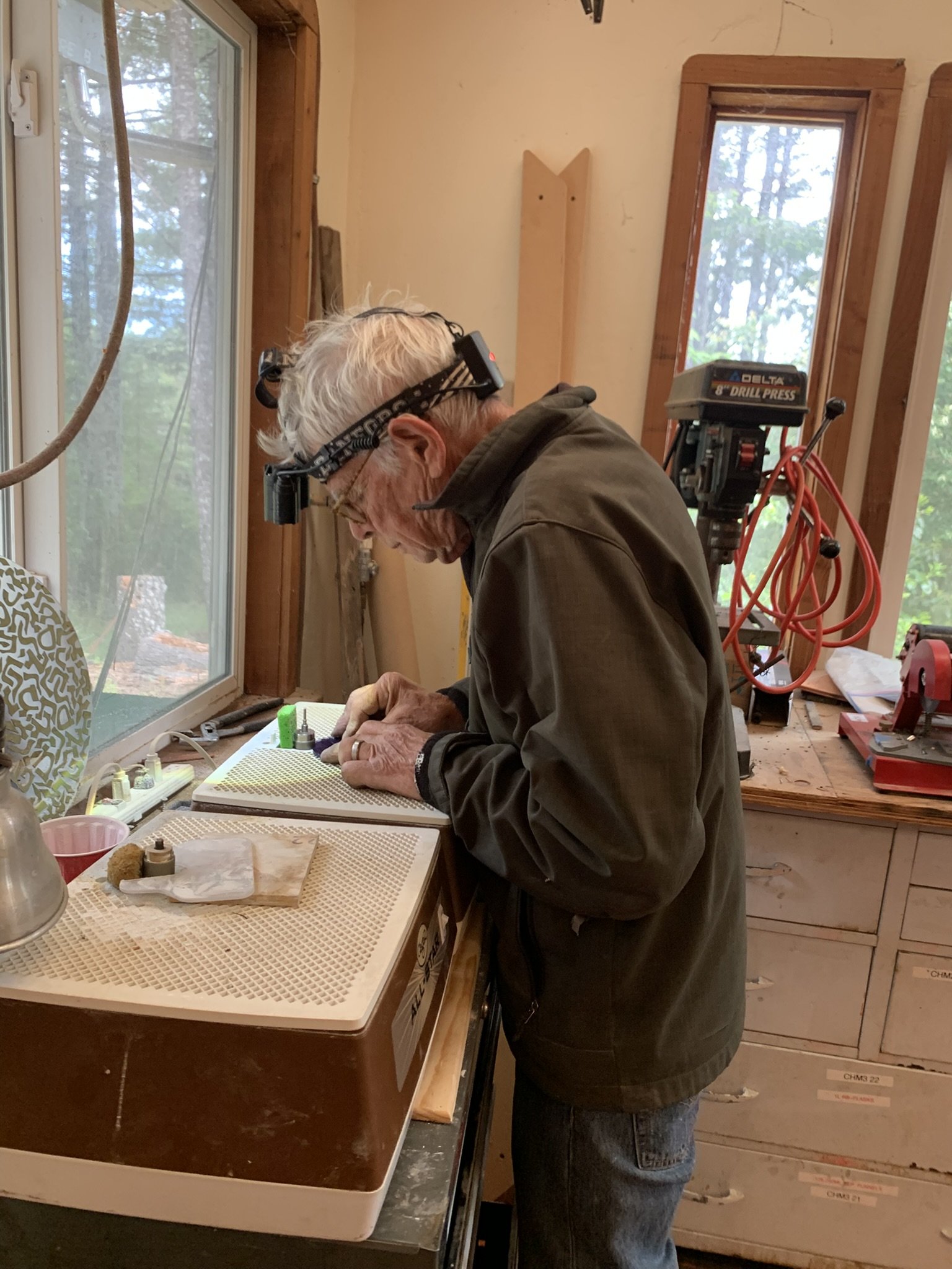  David working on the grinders 