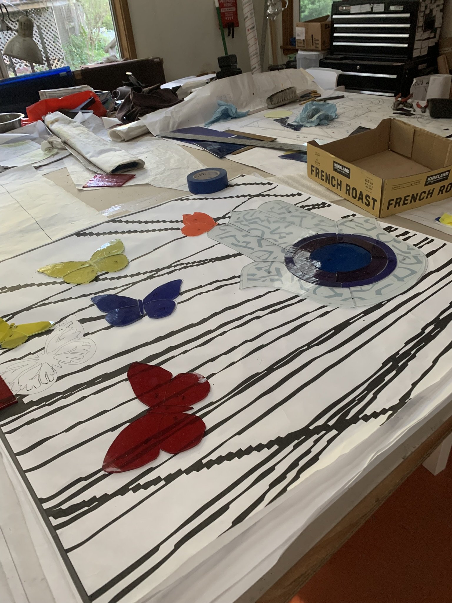  Cutting out the butterflies.  