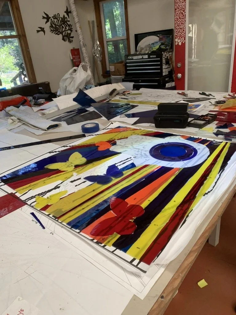  The West Window Group left side panel, cuttiing nearly complete. 