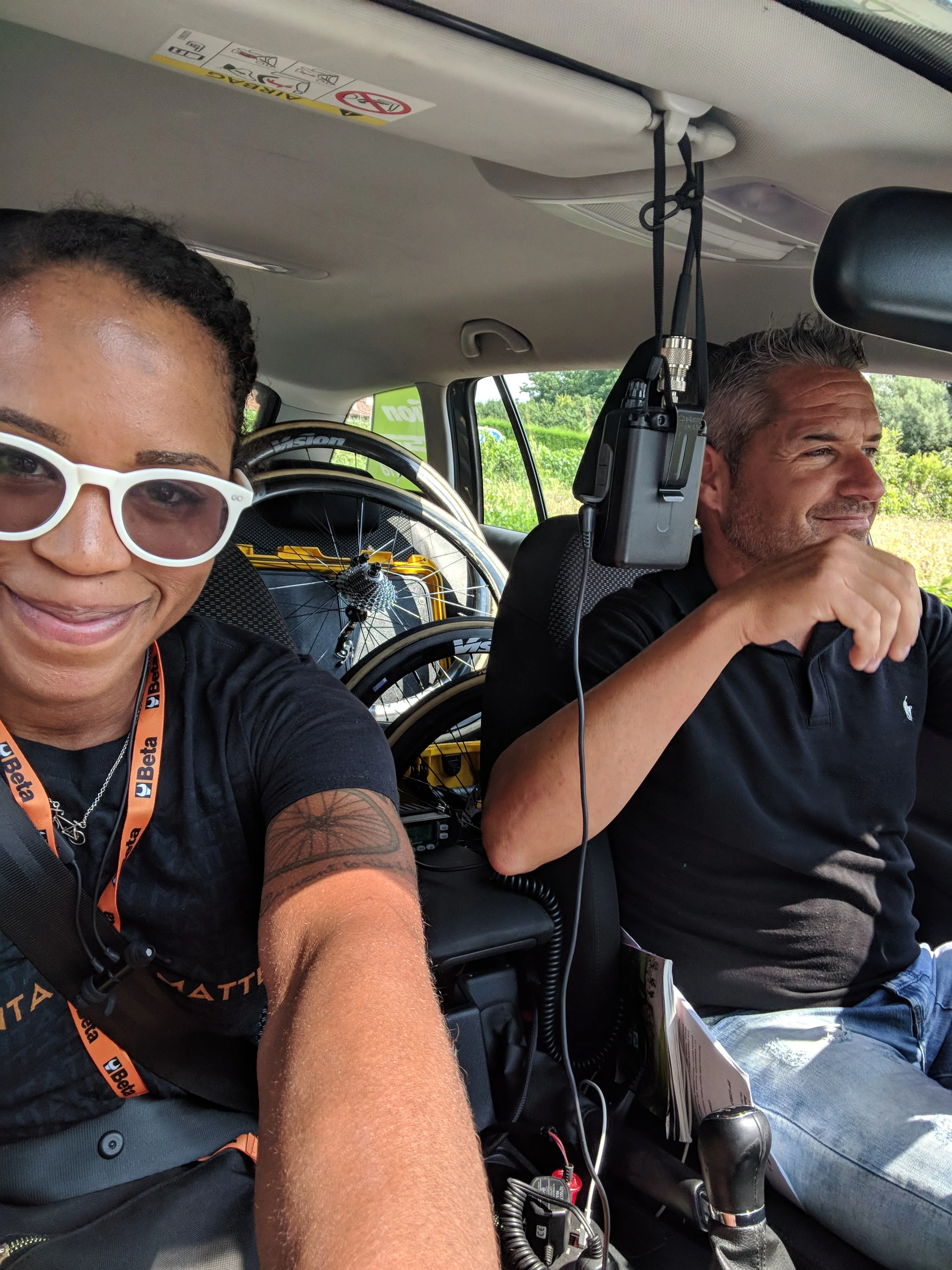 Giro Rosa from the Cylance team car, and Episode 2 of On the Move! 