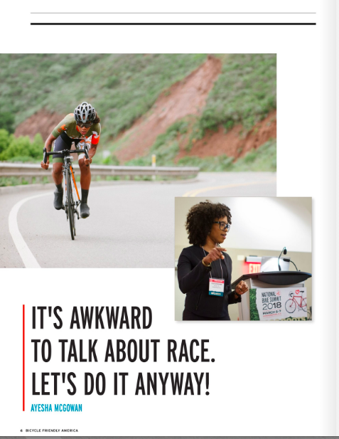 Article in Bicycle Friendly America | It's Awkward to Talk about race. Let's do it anyway!