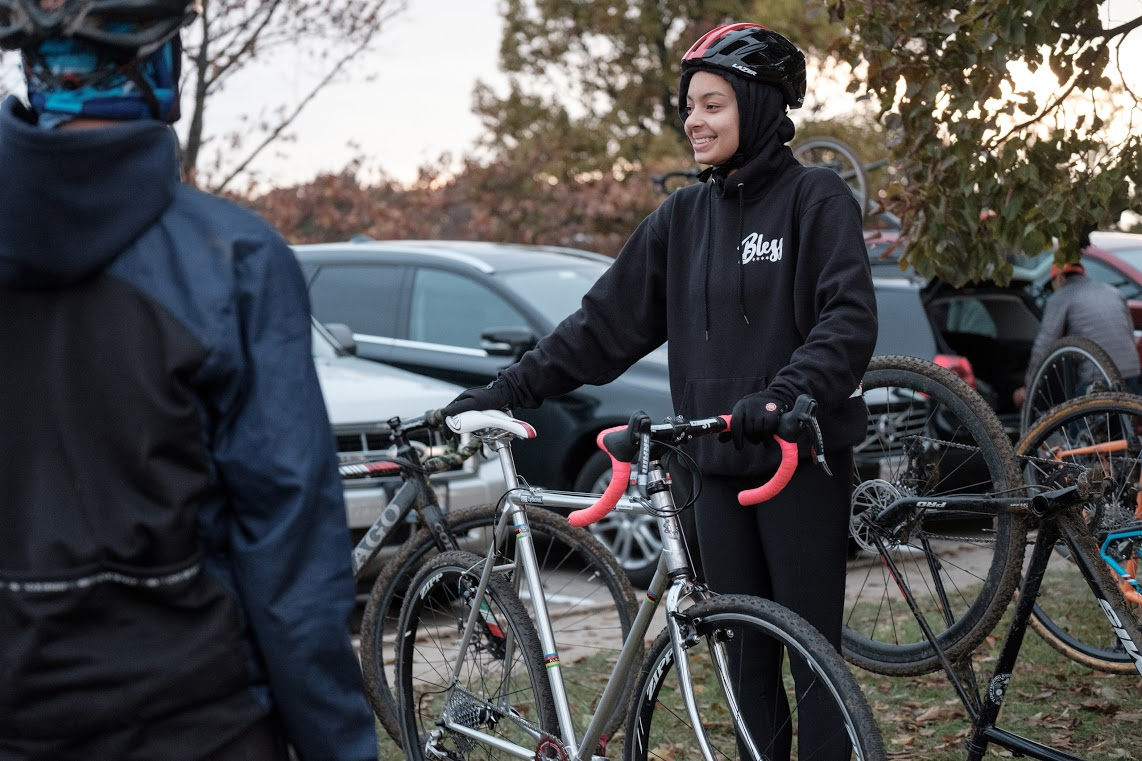 Maxine with her bike-- Alan