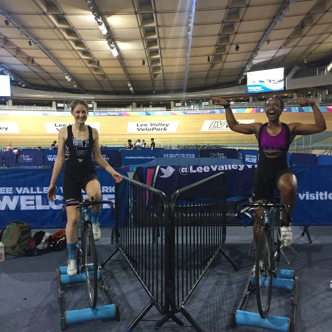 Yewie (on the right): Shows off her mastery of riding no handed on the rollers!