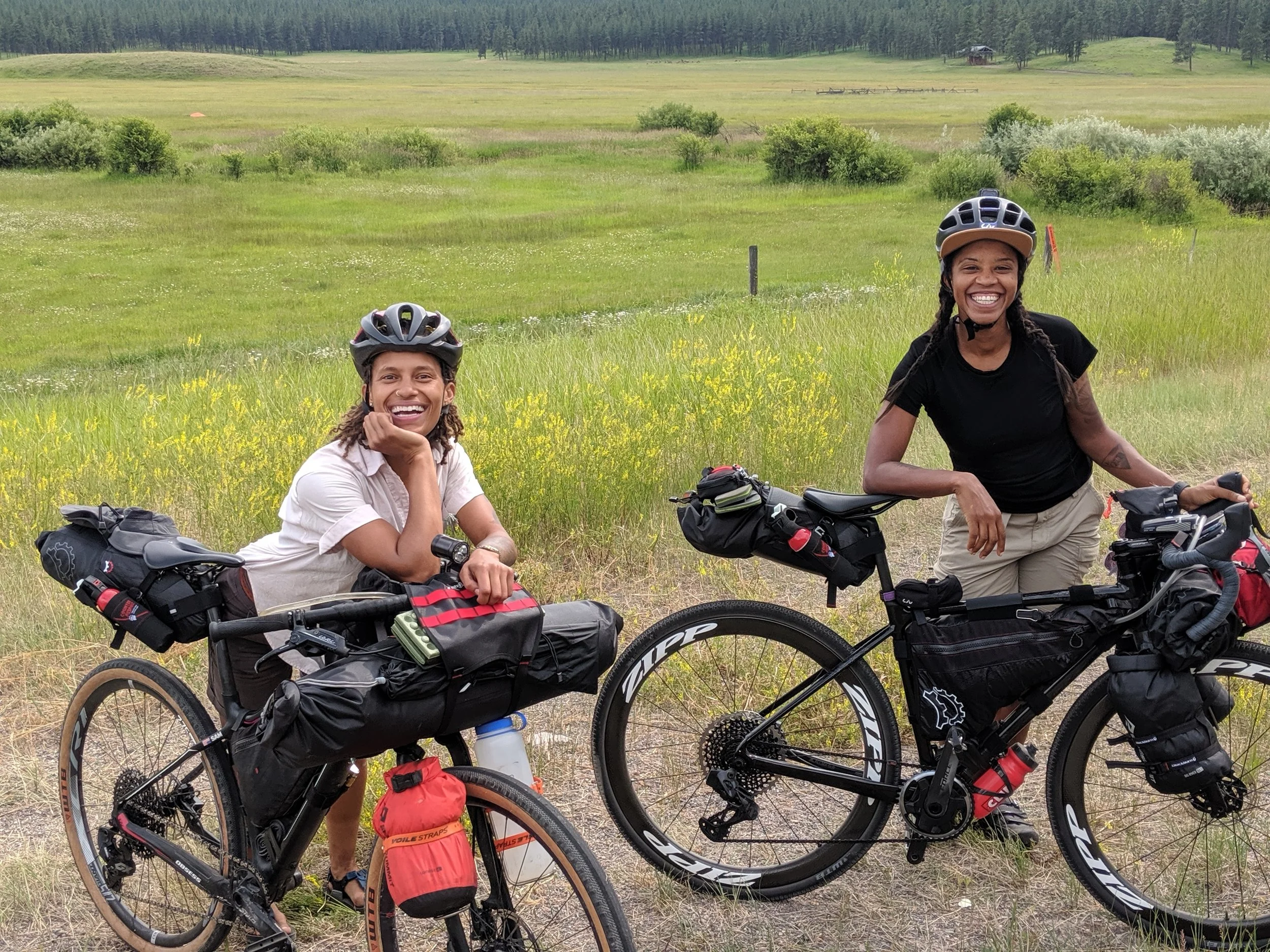 Sam and Ayesha bikepacking through Montana