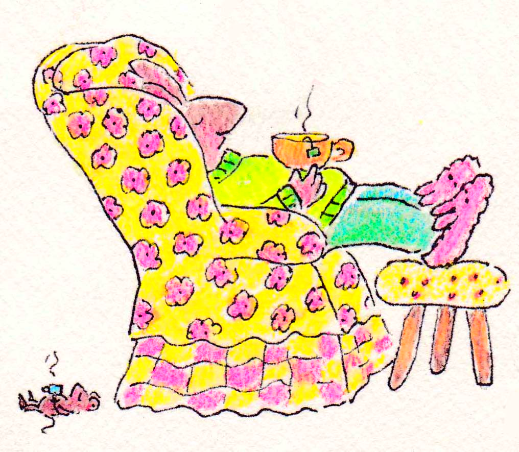 Contented (Bunny Slippers and BunnyTime Tea)