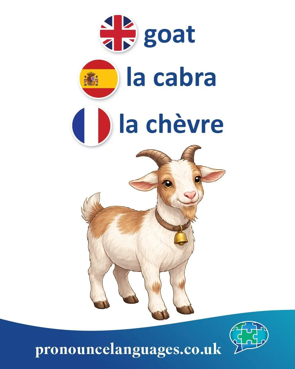 Word of the Day 🐐

🇬🇧 Goat comes from Old English gāt, from Proto-Germanic gaitaz. It is related to German Gei&szlig; and Dutch geit.

🇪🇸 La cabra comes from Late Latin capra, meaning goat.

🇫🇷 La ch&egrave;vre comes from Latin capra, evolving