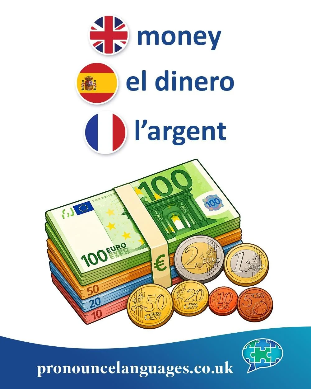 Word of the Day 💰

🇬🇧 Money comes from Old French moneie, from Latin moneta. In ancient Rome, coins were minted near the temple of the goddess Juno Moneta, and her name became associated with coin production and eventually money itself.

🇪🇸 El d