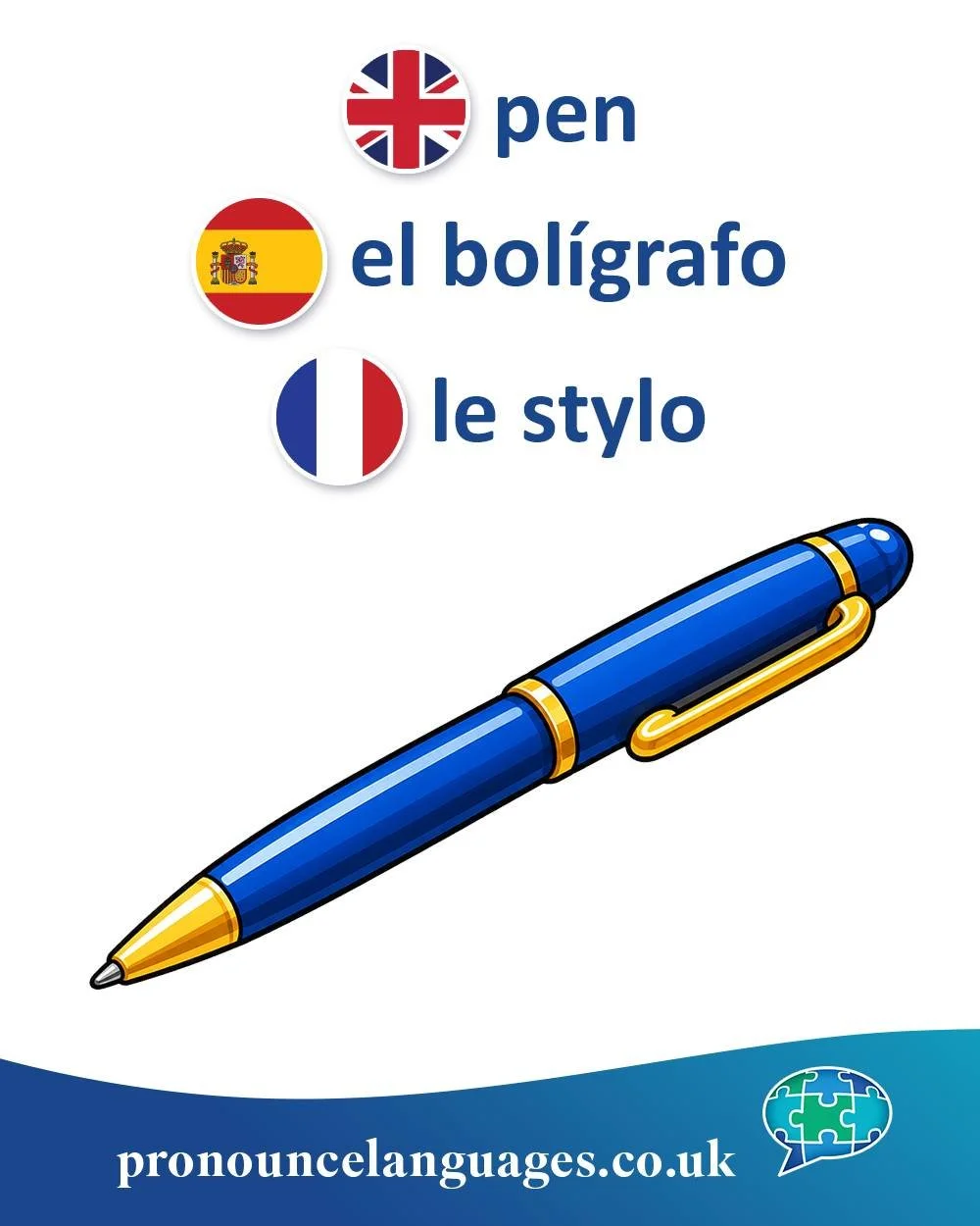Word of the Day 🖊️

🇬🇧 Pen comes from Latin penna, meaning &ldquo;feather.&rdquo; Early pens were made from bird feathers (quills), and the name remained even after metal and plastic pens replaced them.

🇪🇸 El bol&iacute;grafo comes from Greek b