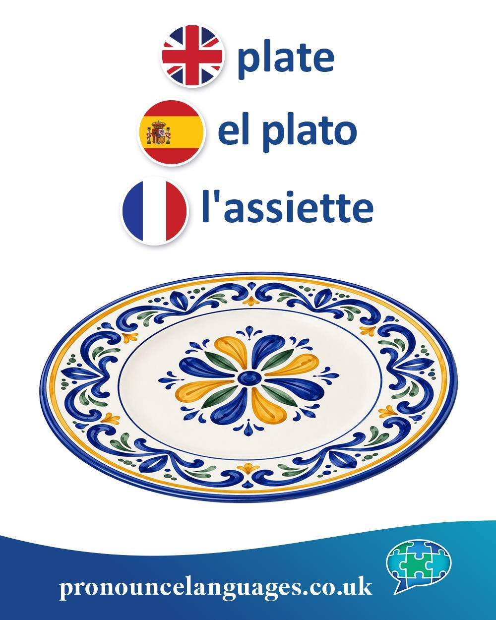 Word of the Day 🍽️

🇬🇧 Plate comes from Old French plate, meaning something &ldquo;flat&rdquo; or &ldquo;broad,&rdquo; from Greek platys (&ldquo;broad, flat&rdquo;).

🇪🇸 El plato comes from the same root, via Latin and Old French influences, ori