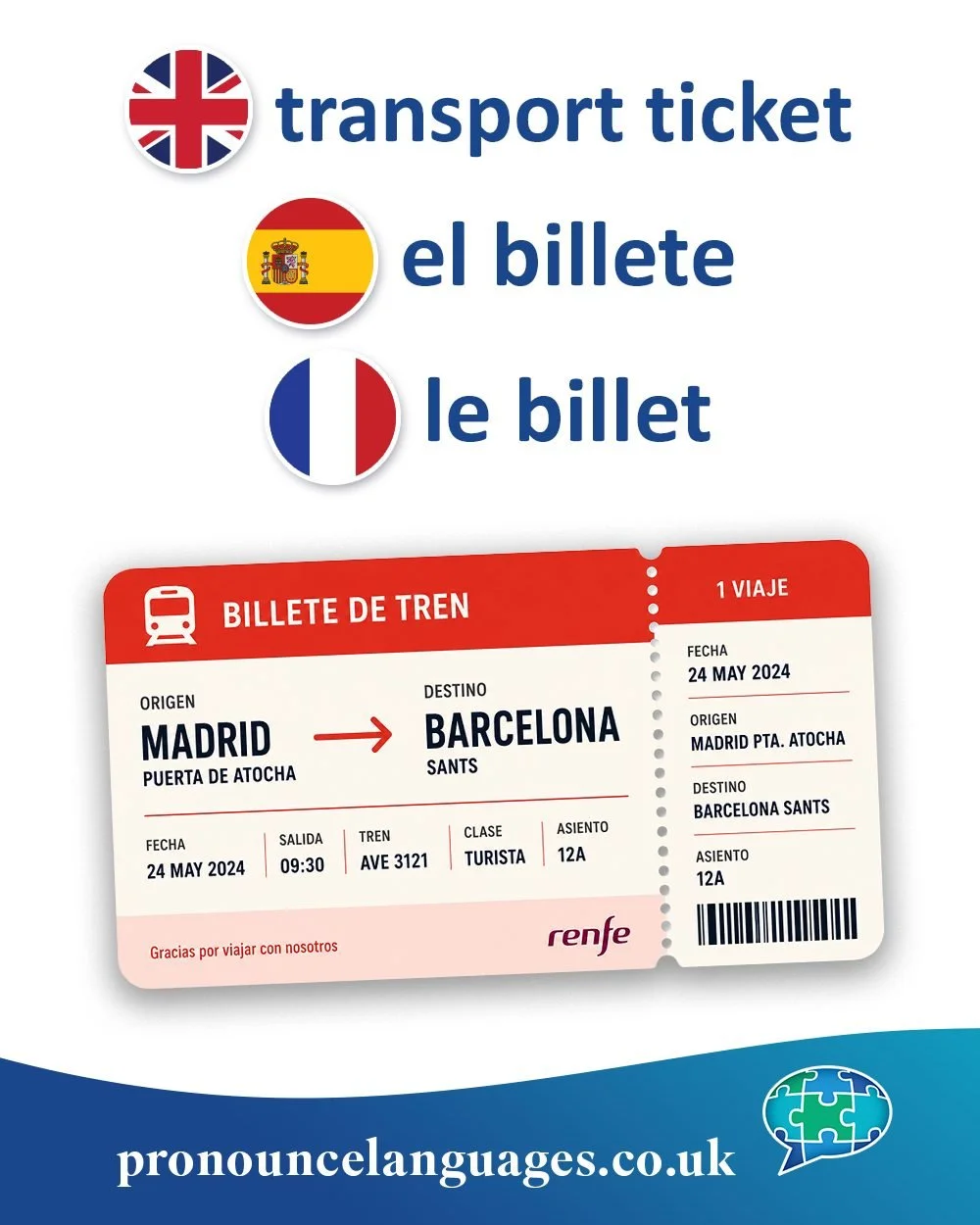 Word of the Day 🎟️

🇬🇧 Ticket comes from Old French &eacute;tiquette, originally meaning a label or note attached to something. Over time, English shortened and adapted the word into ticket.

🇪🇸 El billete comes from French billet, meaning a sma