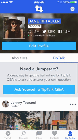 Earlier stage design option for My Profile + Feed